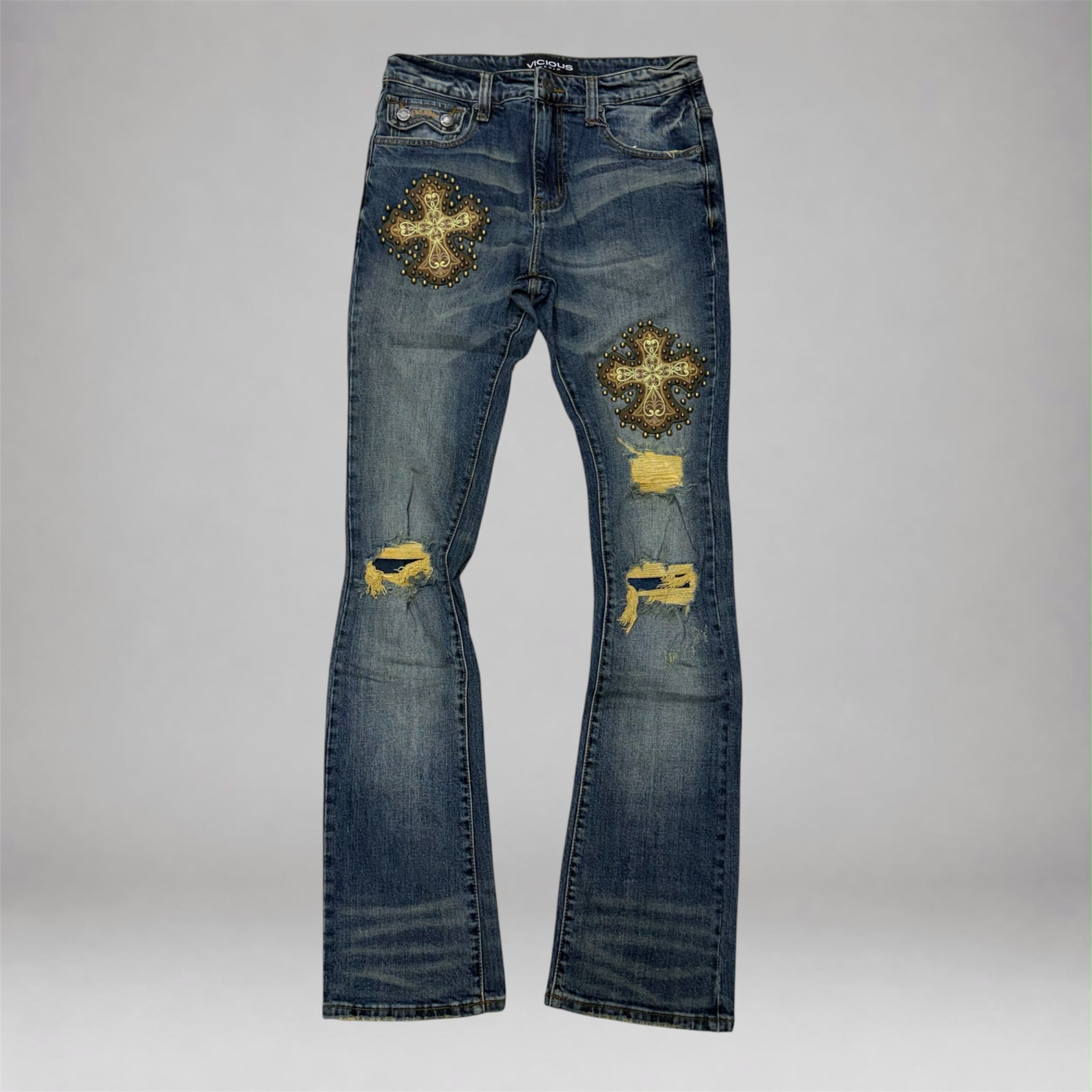 Vicious - Saints Stacked Denim - Marble Blue Vc1227
