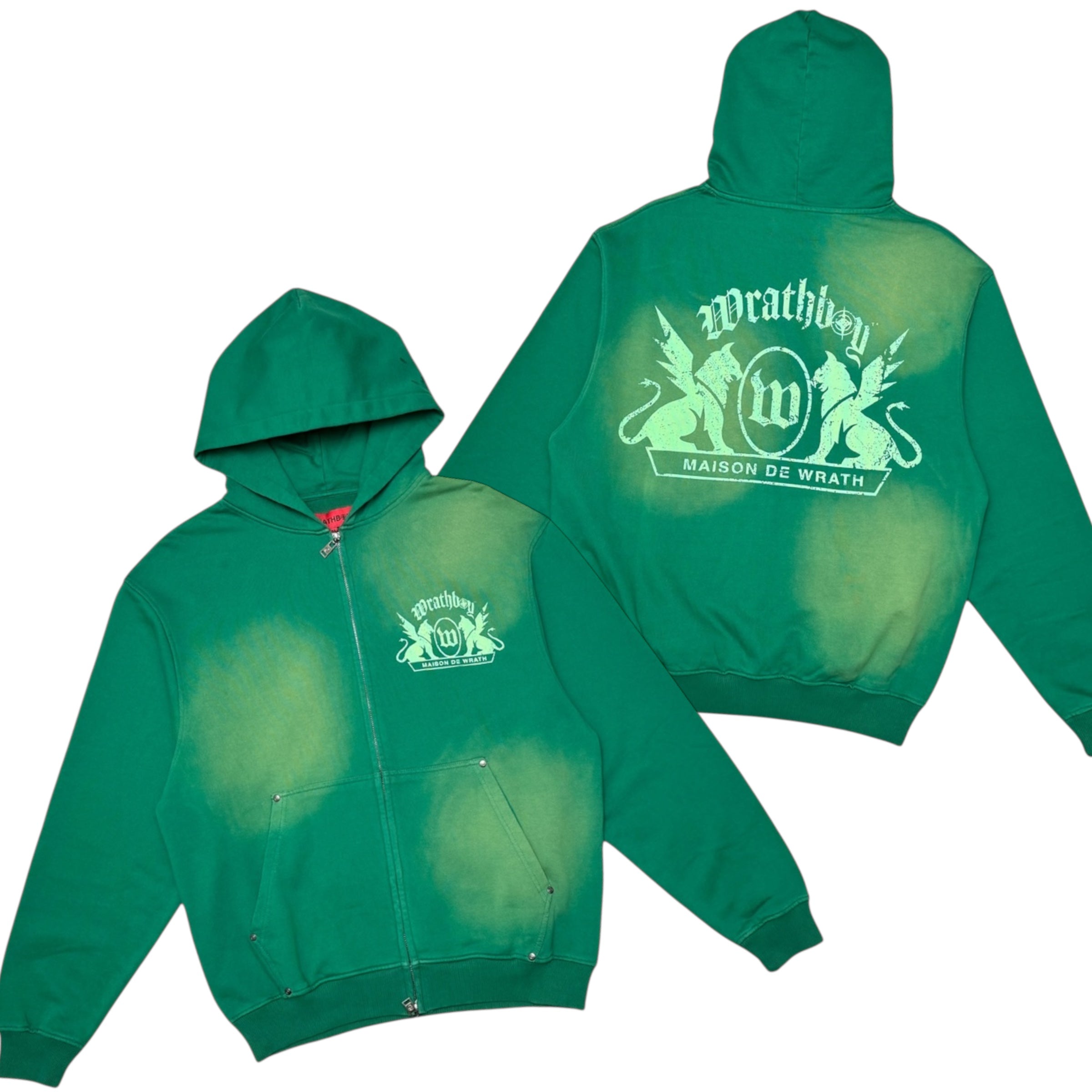 WRATHBOY - Maison Fade Zip Hoodie - Green - 099