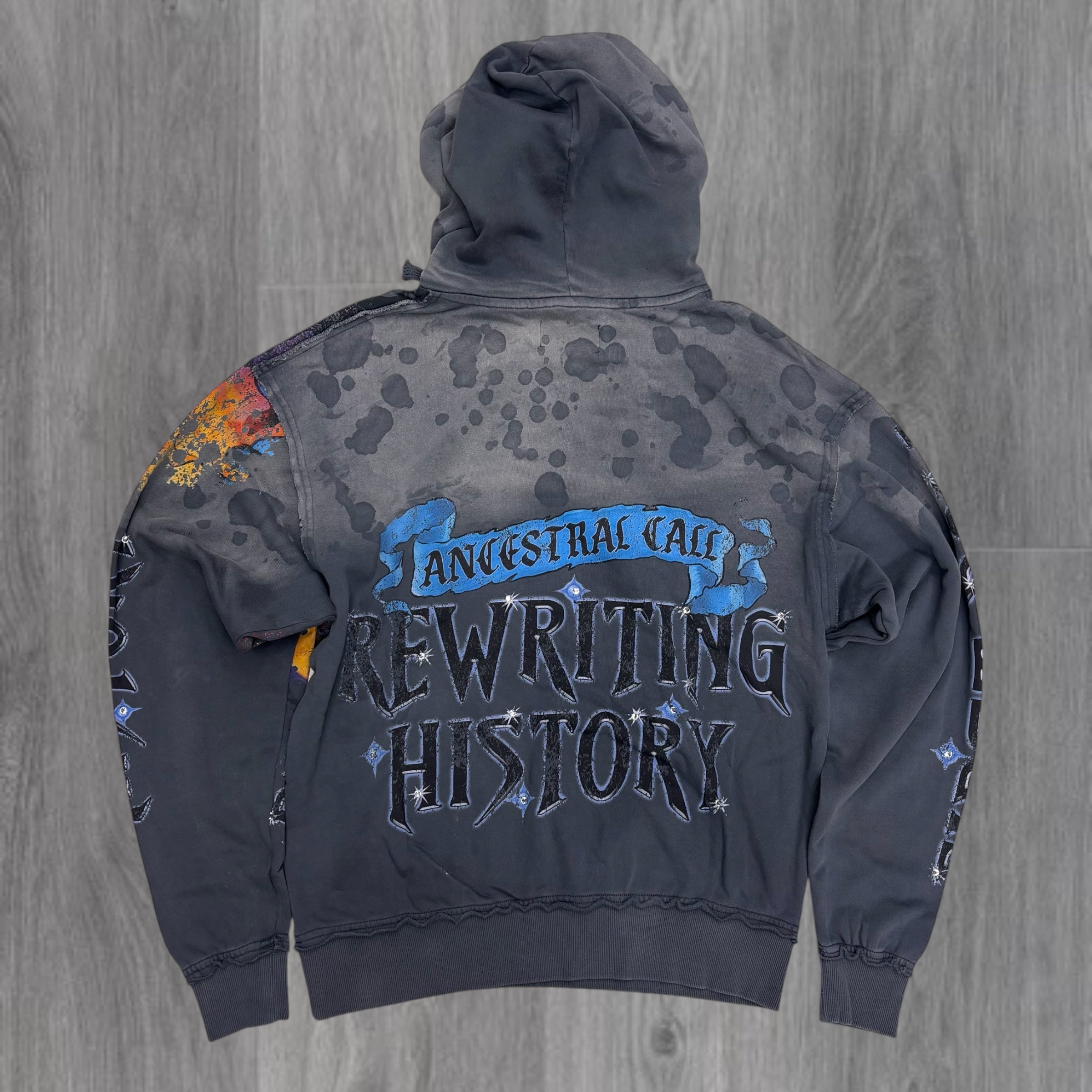 FR - REWRITTEN Rhinestone Hoodie - DKGREY - 2495