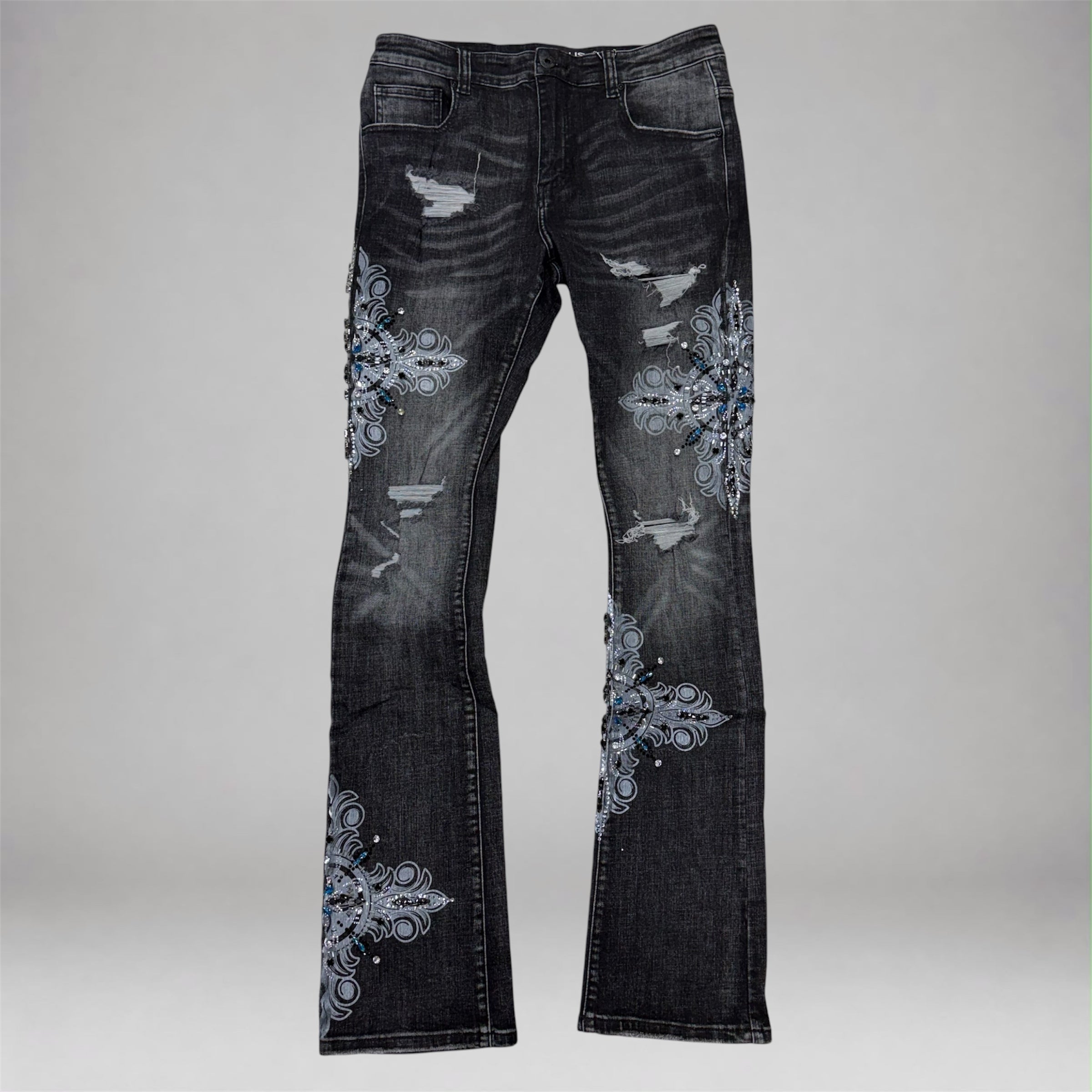 Vicious - Crystal Flare Denim -  Black Vc1104