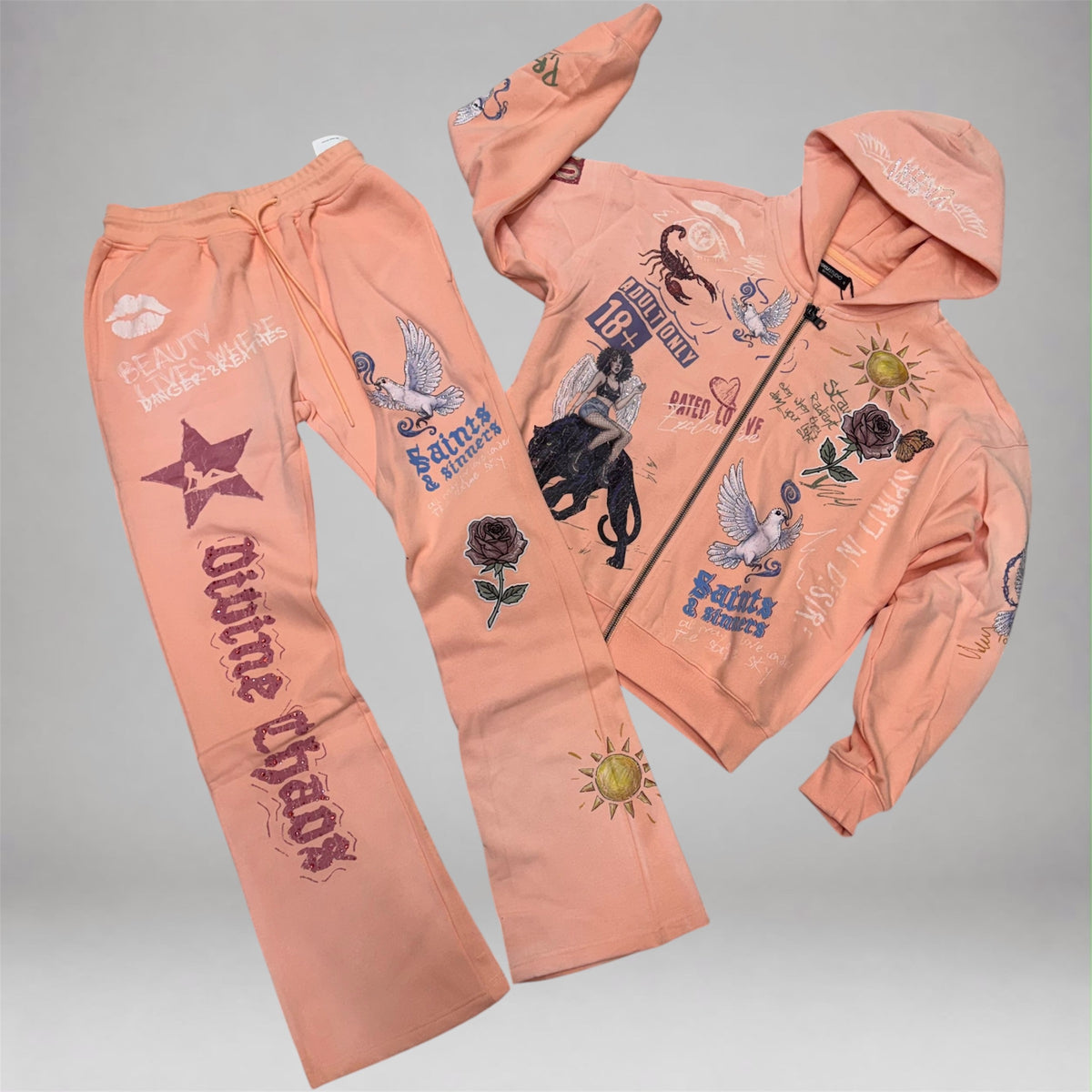 Roku - Chaos Stacked Sweatsuit - Guava