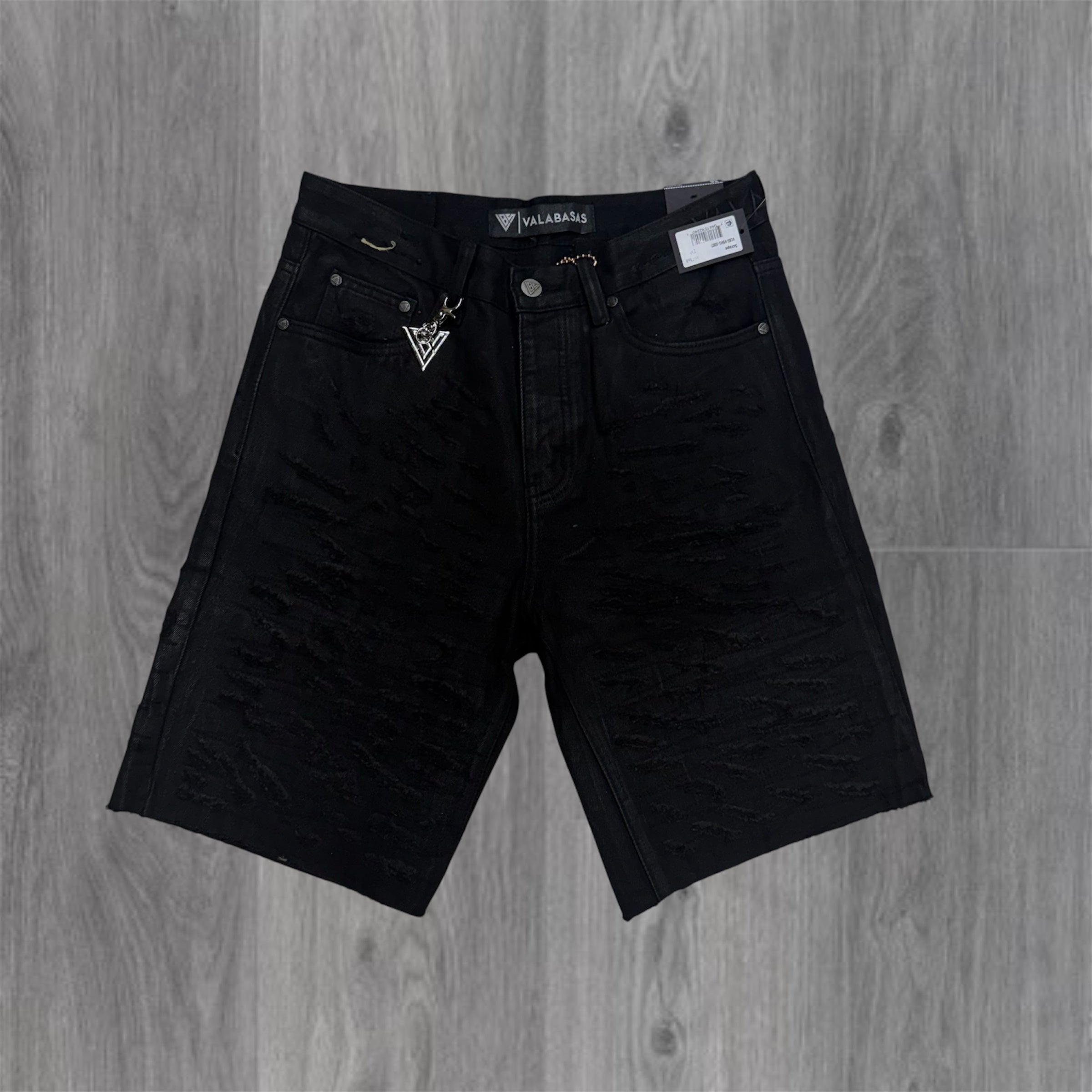 Valabasas - Scrape Denim Shorts - Jet Black -1007