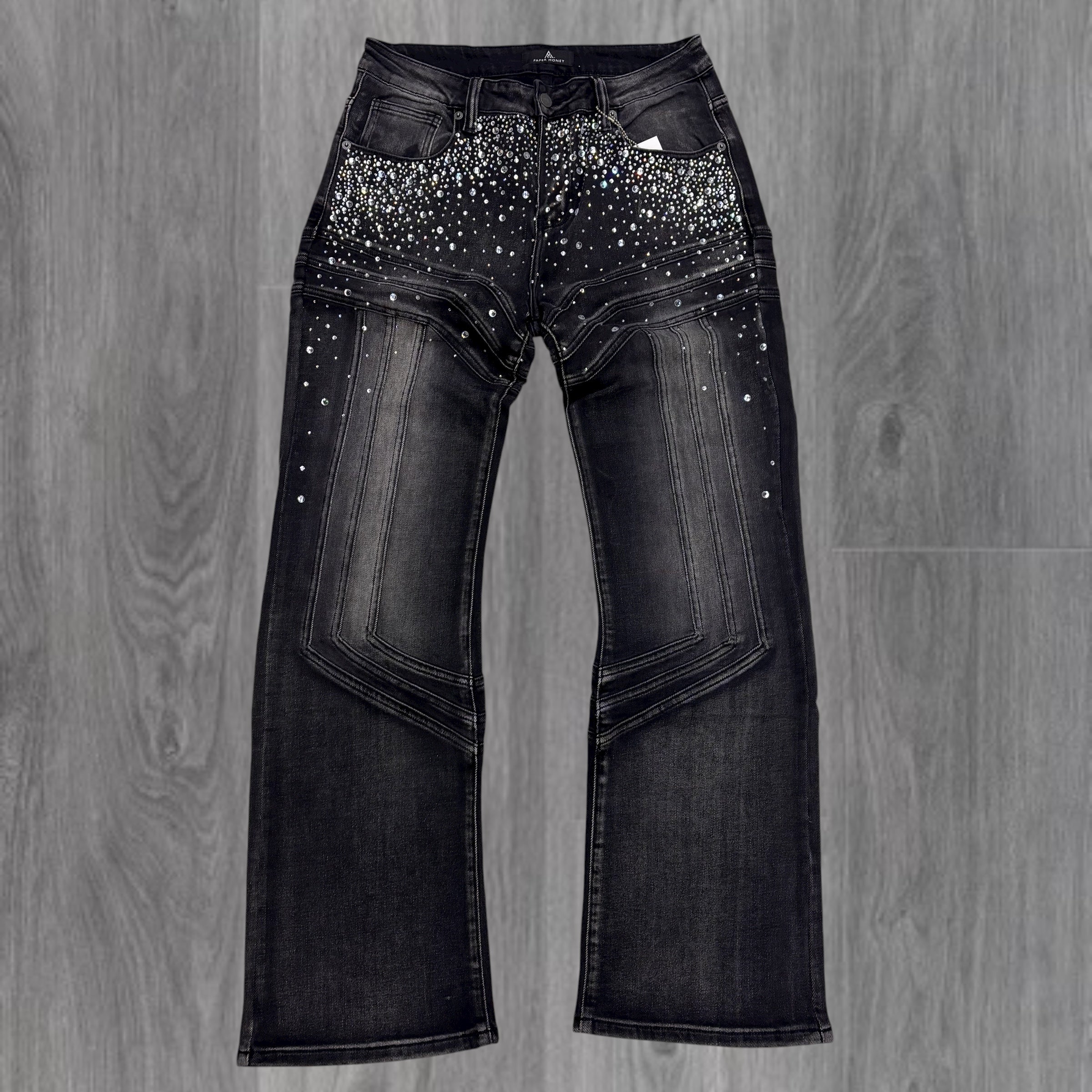 PAPER - Rhinestone Stack Denim - BLK - 1066