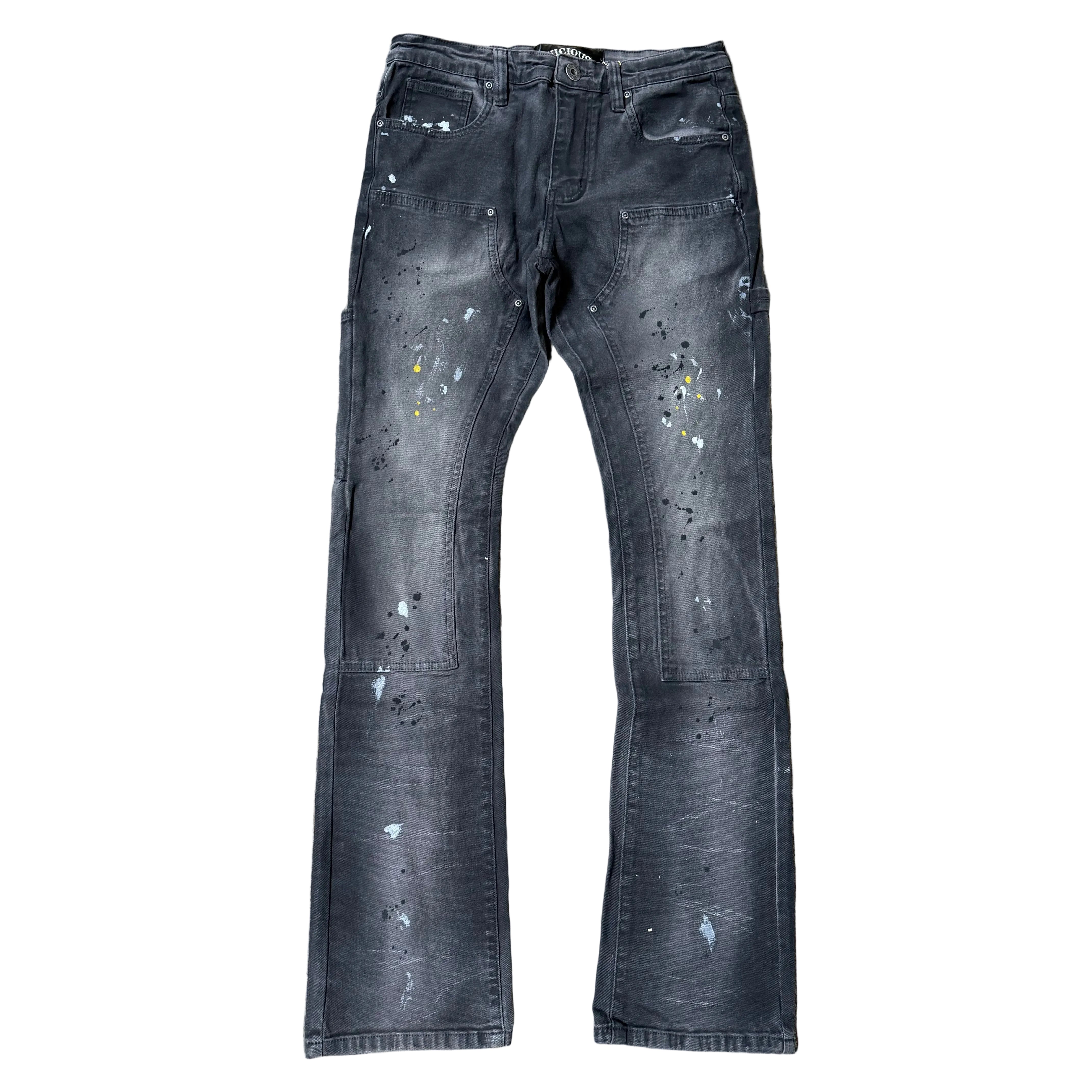 Vicious -  Carpenter Splash Flare Denim   - Grey - VC777