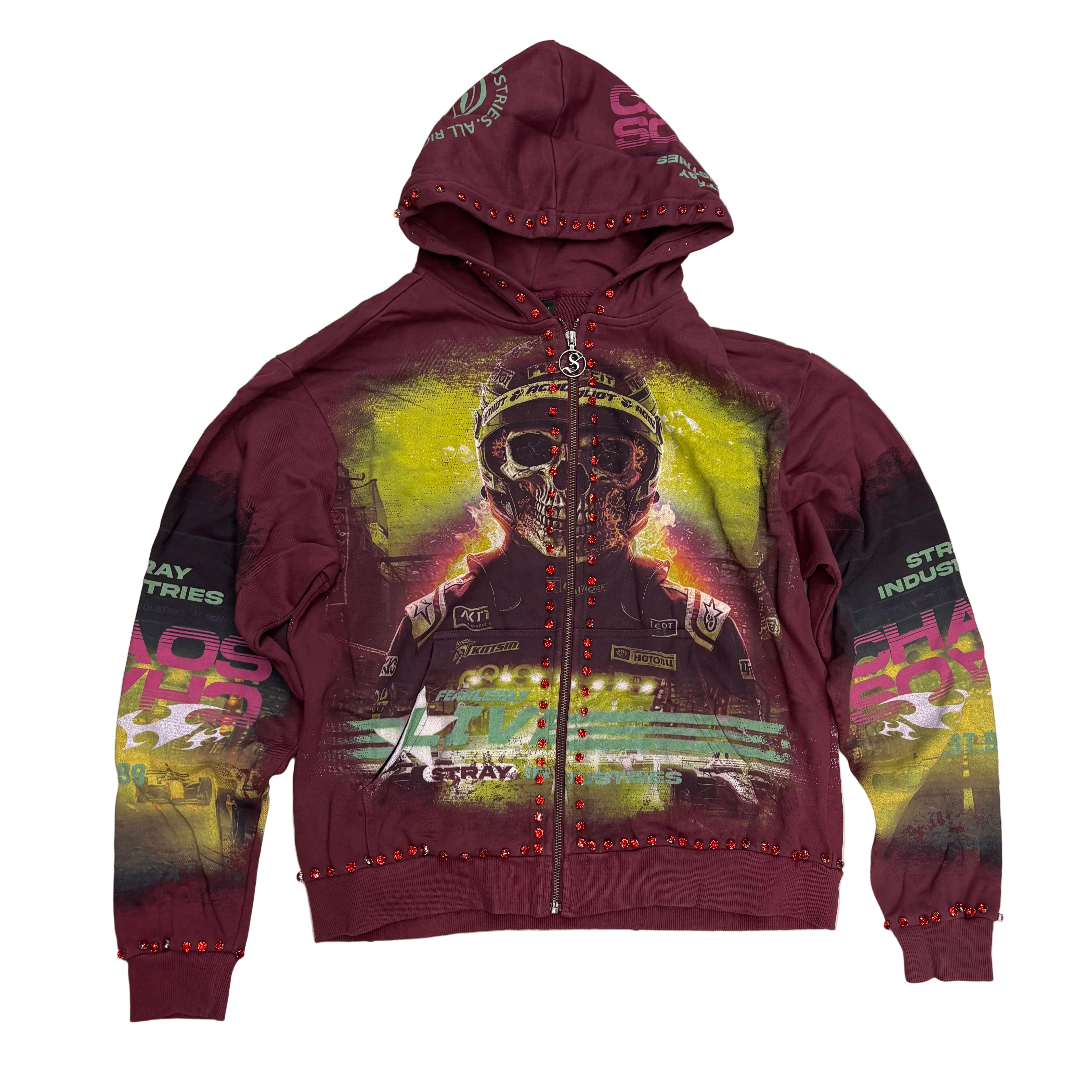 Stray - F1 Zip Up Hoodie - MAROON - 1557