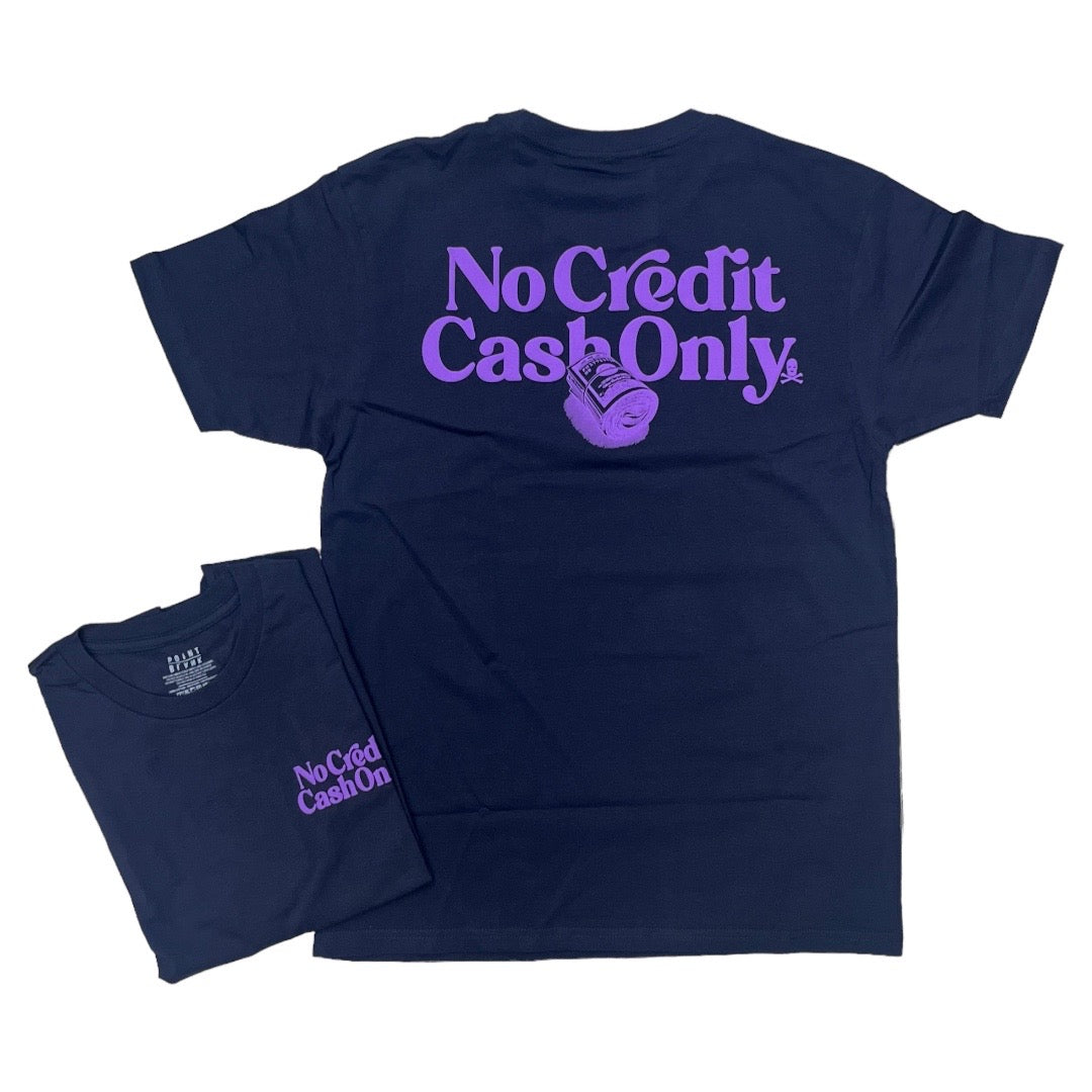 Point Blank No Credit Cash Only T-Shirt Navy Purple