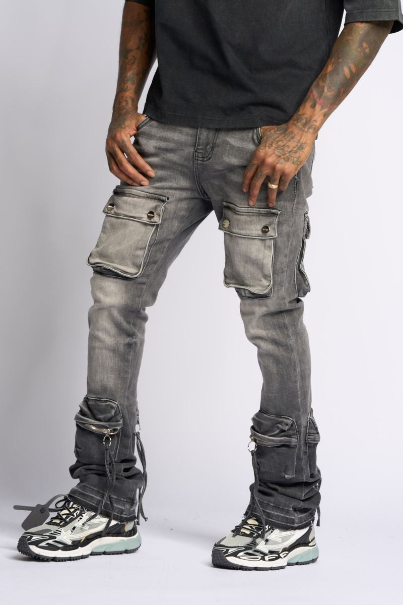 Pheelings Stacked Better Days Cargo Denim Grey 2475