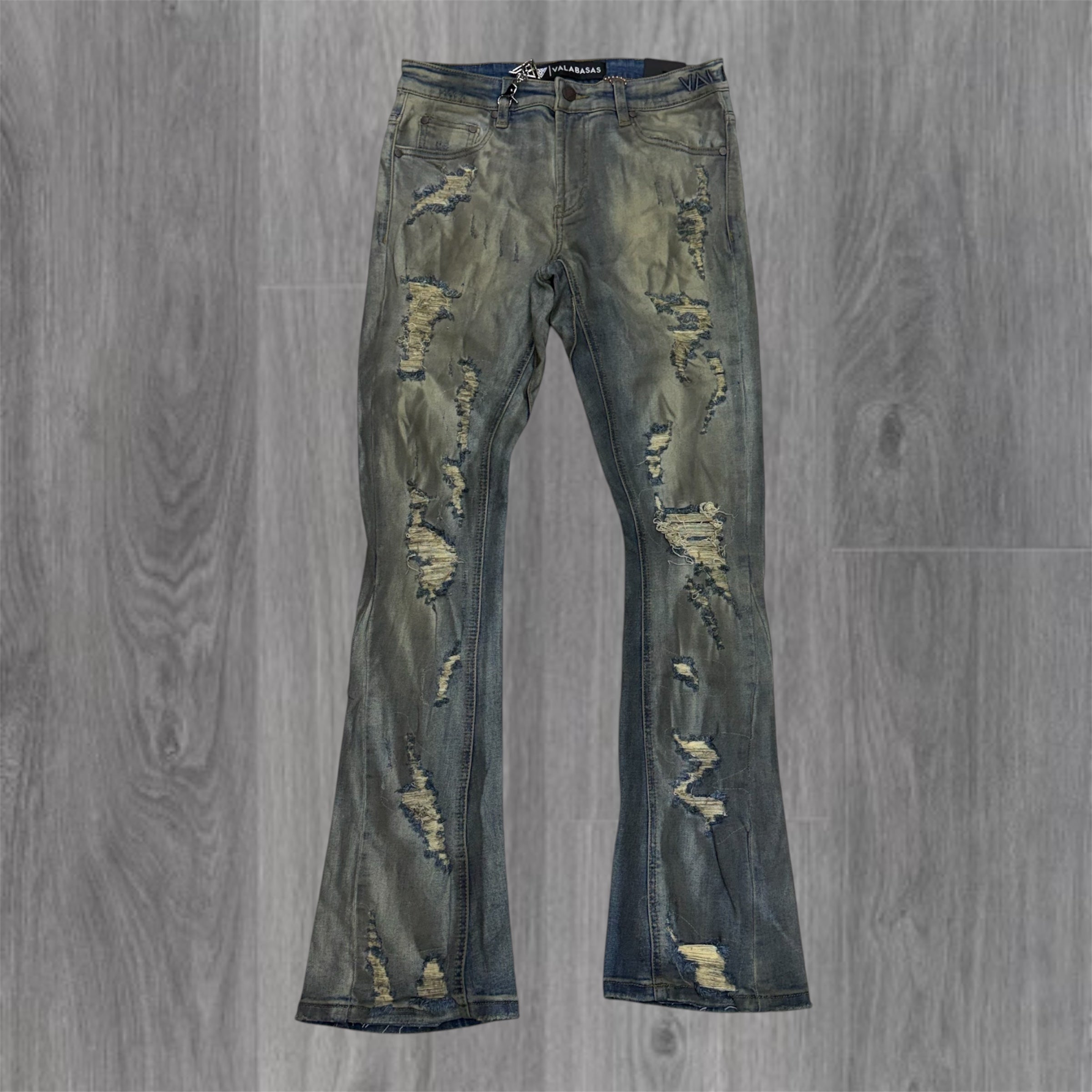 Valabasas - Stacked Steeltoe Distress Denim -  Light Vintage wash 1090