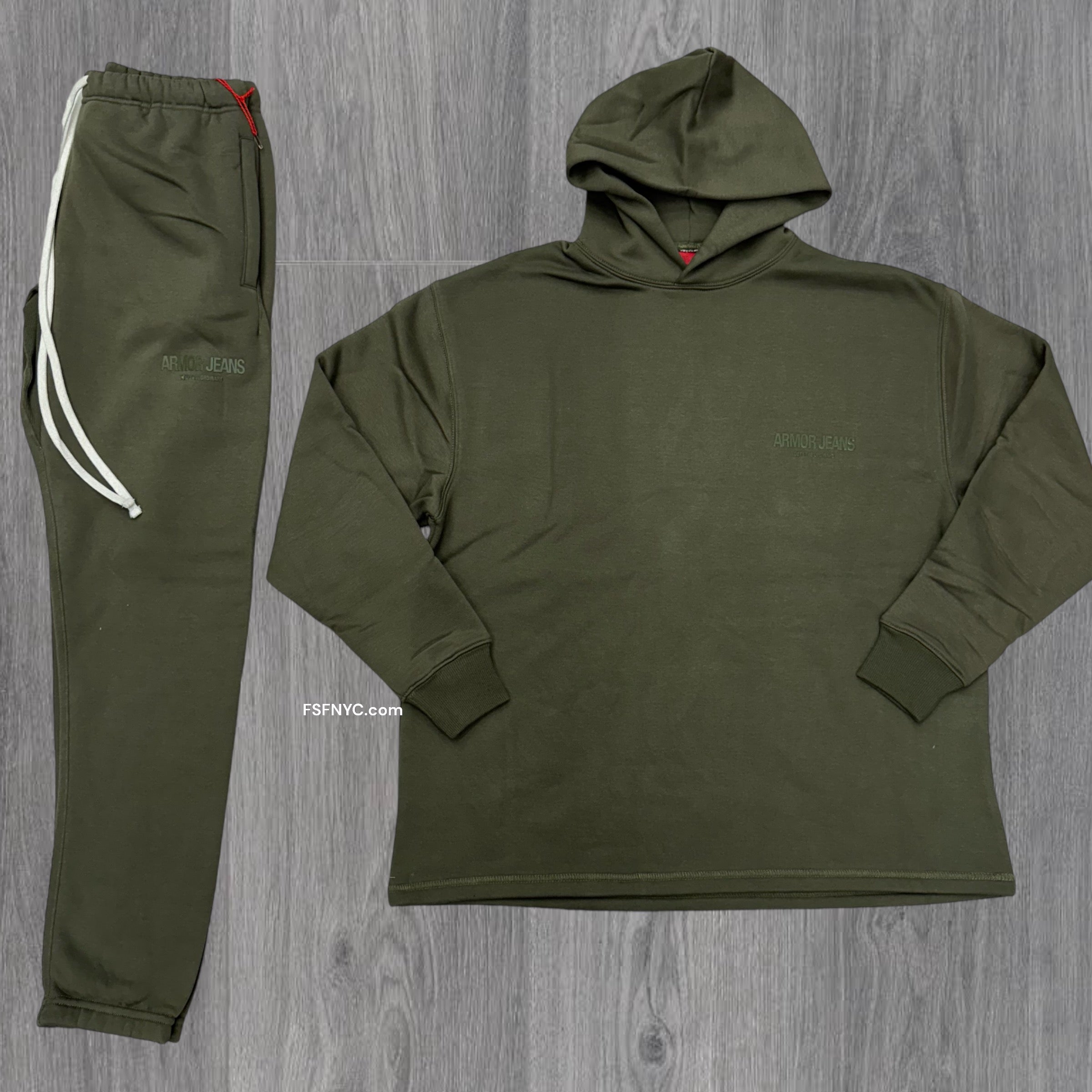 Oversize Hood w Jogger Sweats Olive 713