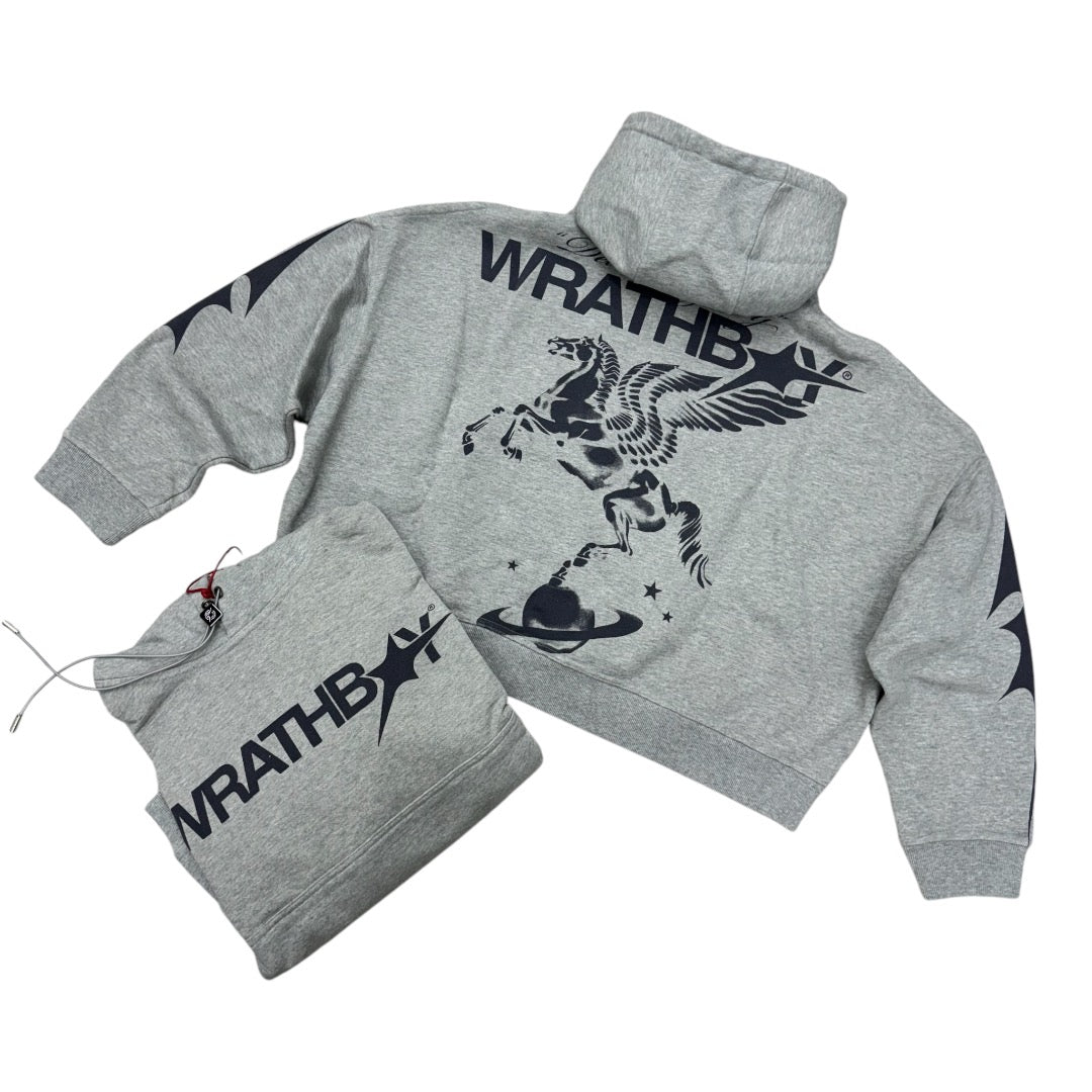 WrathBoy Oversize Crop Glory Hoodie Grey 046