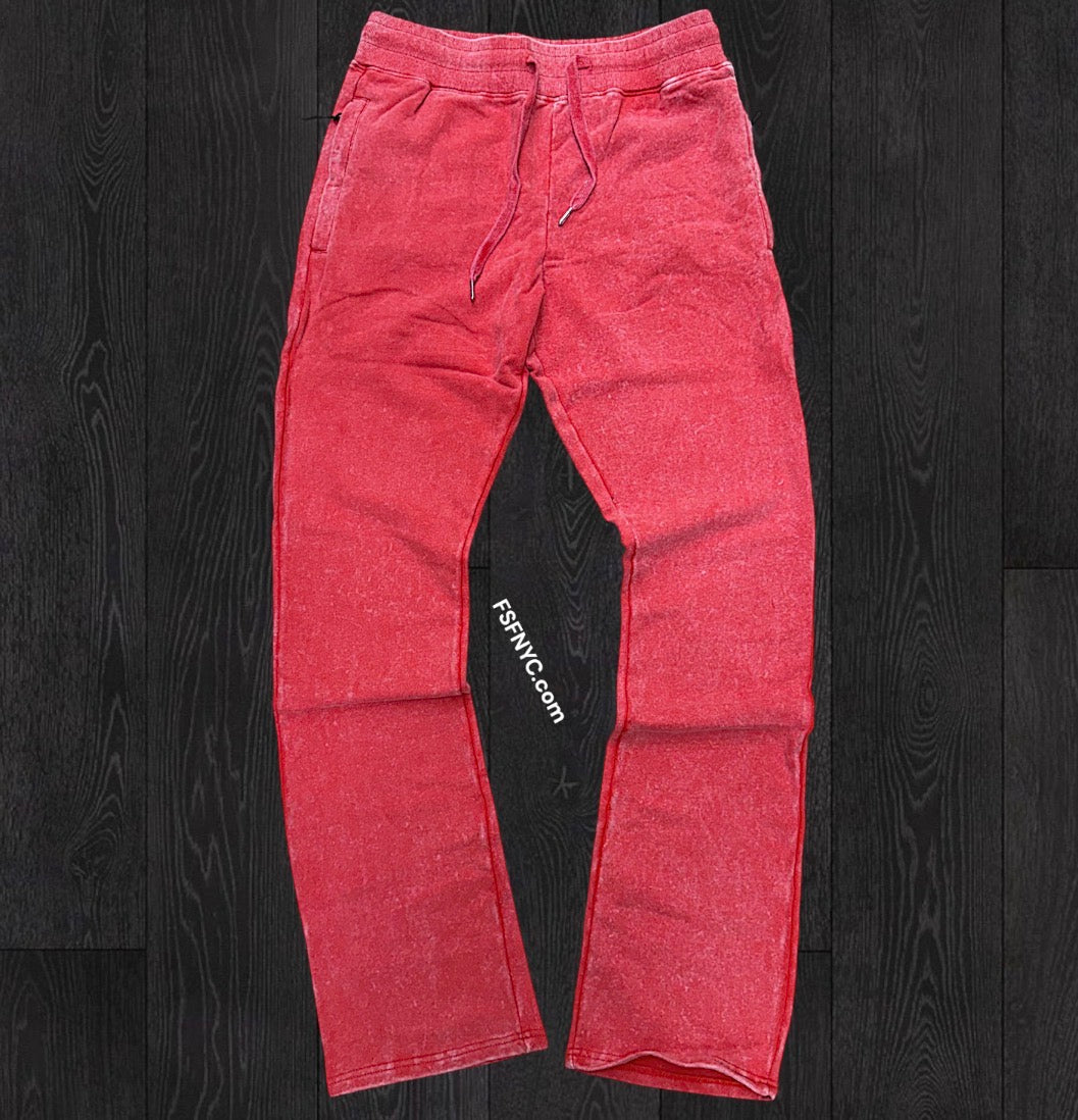 Narr - Mineral Wash Stacked Sweat Pants - Red - 0713