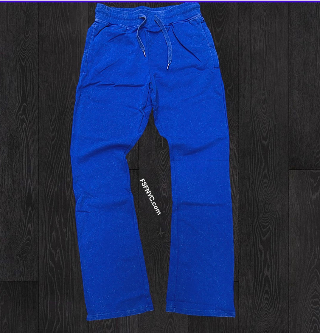 Narr - Mineral Wash Stacked Sweat Pants - Royal - 0713