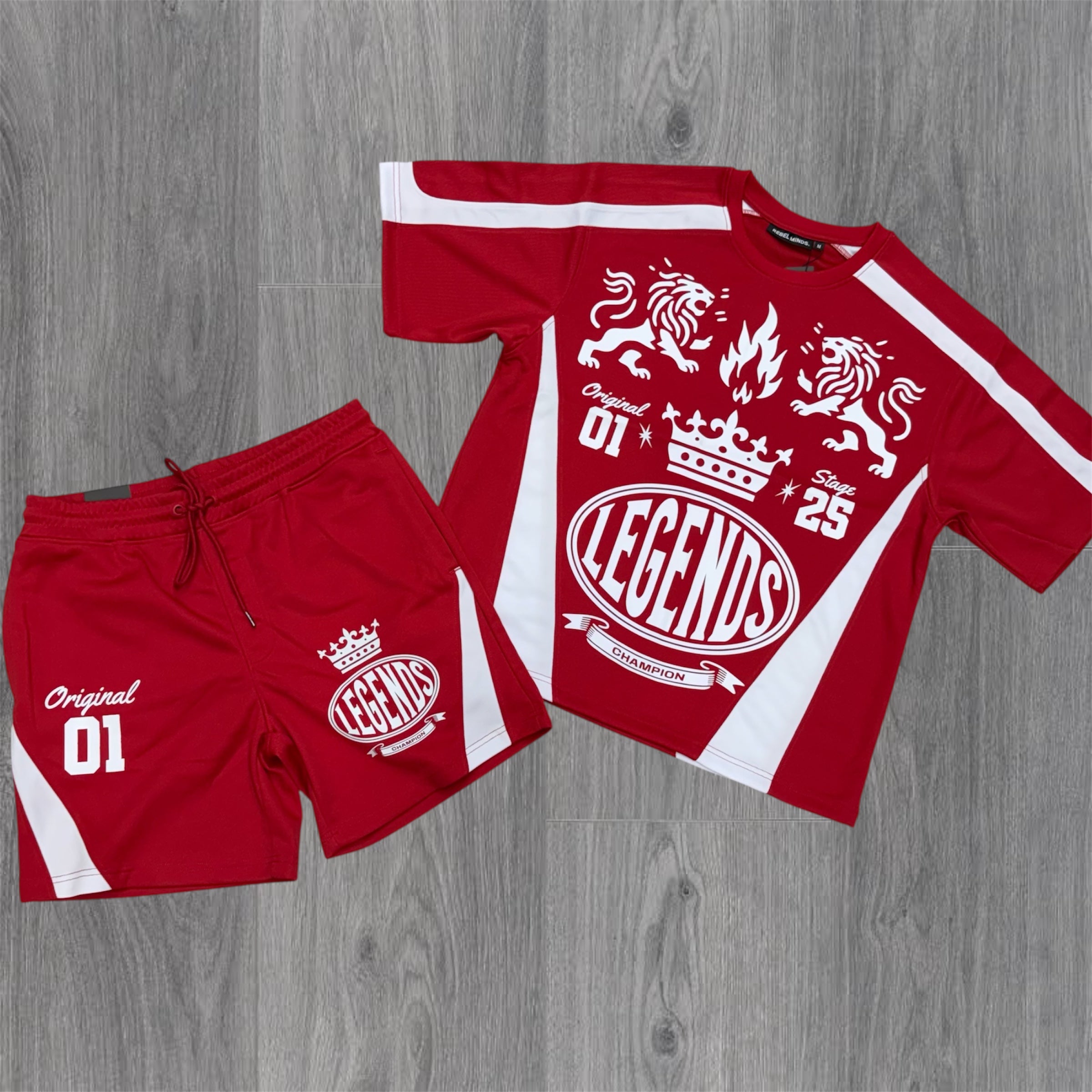 Rebel - Crown Legend Mesh Short Set - Red - 155 955