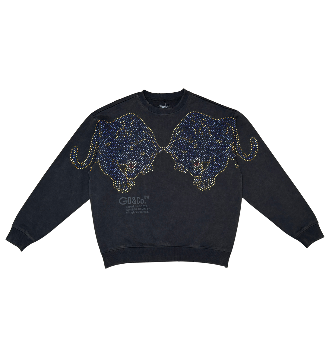 Gunzinii - Rhinestone Crew Sweatshirt - Black - GZ523