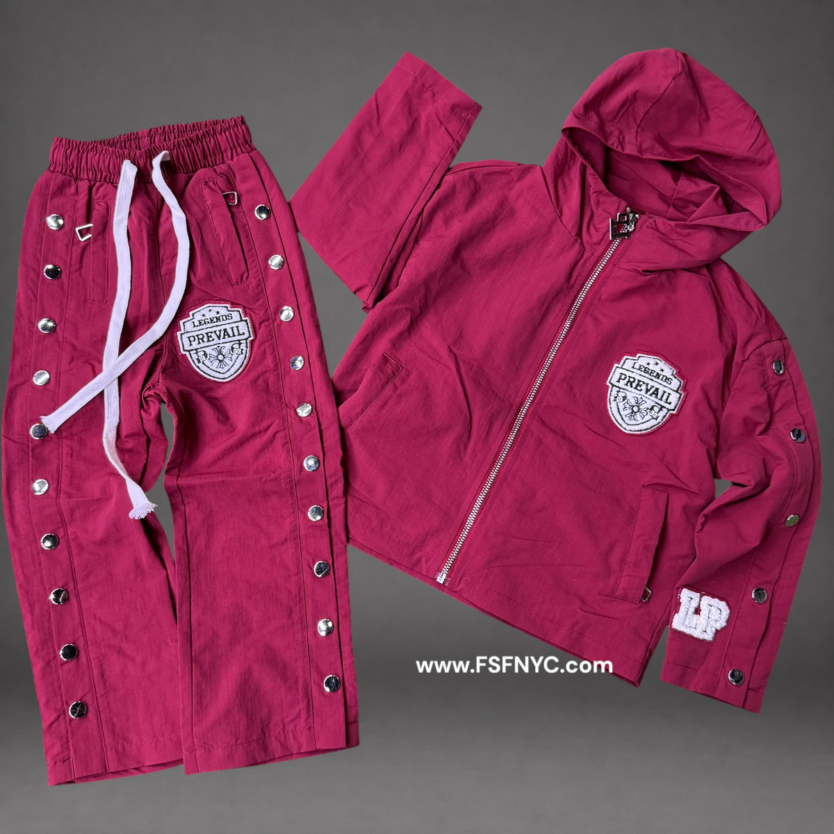 Prevail Kids - Patch Windbreaker Set -  Burgundy