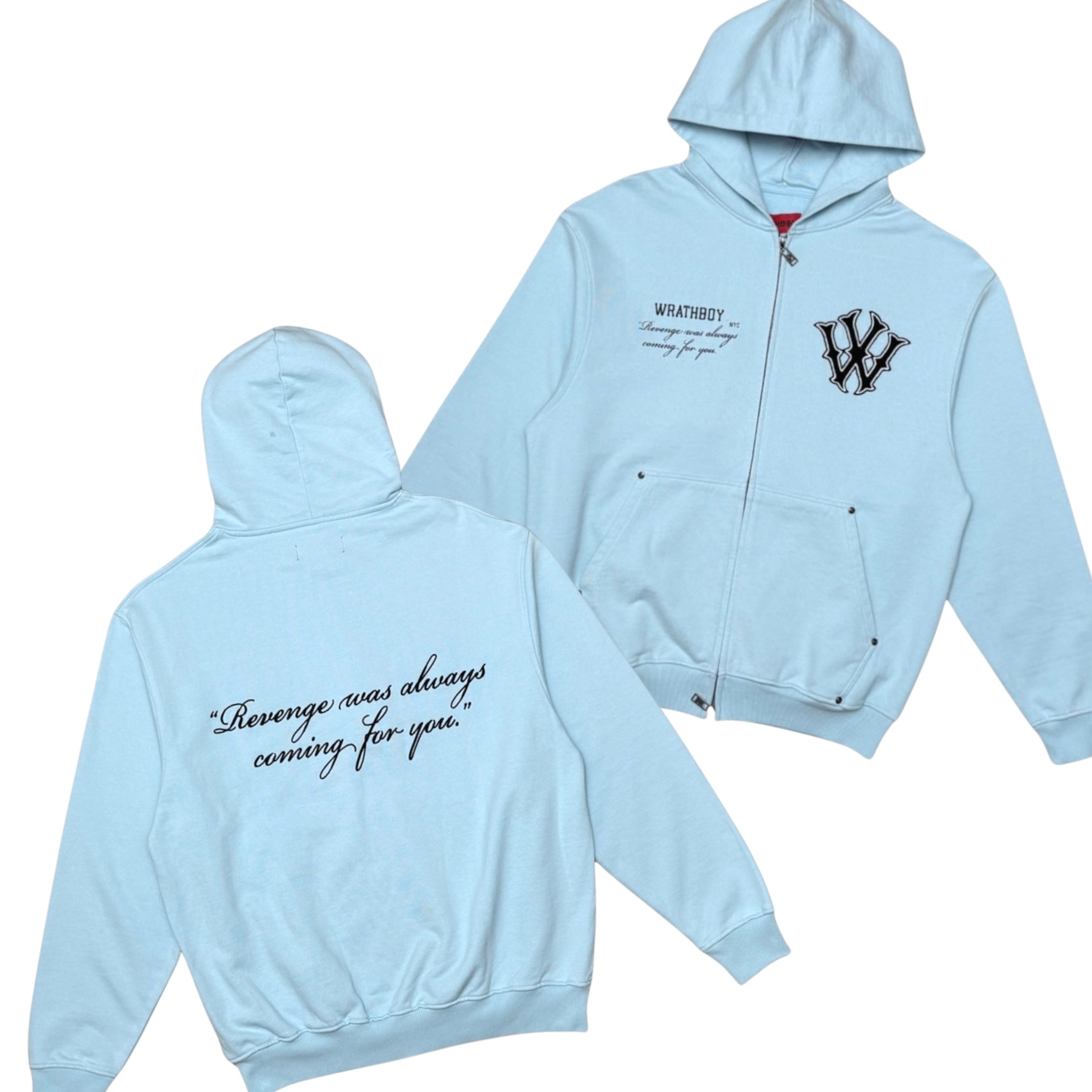 WRATHBOY - Revenge Quote ZIP Hoodie - water - 079
