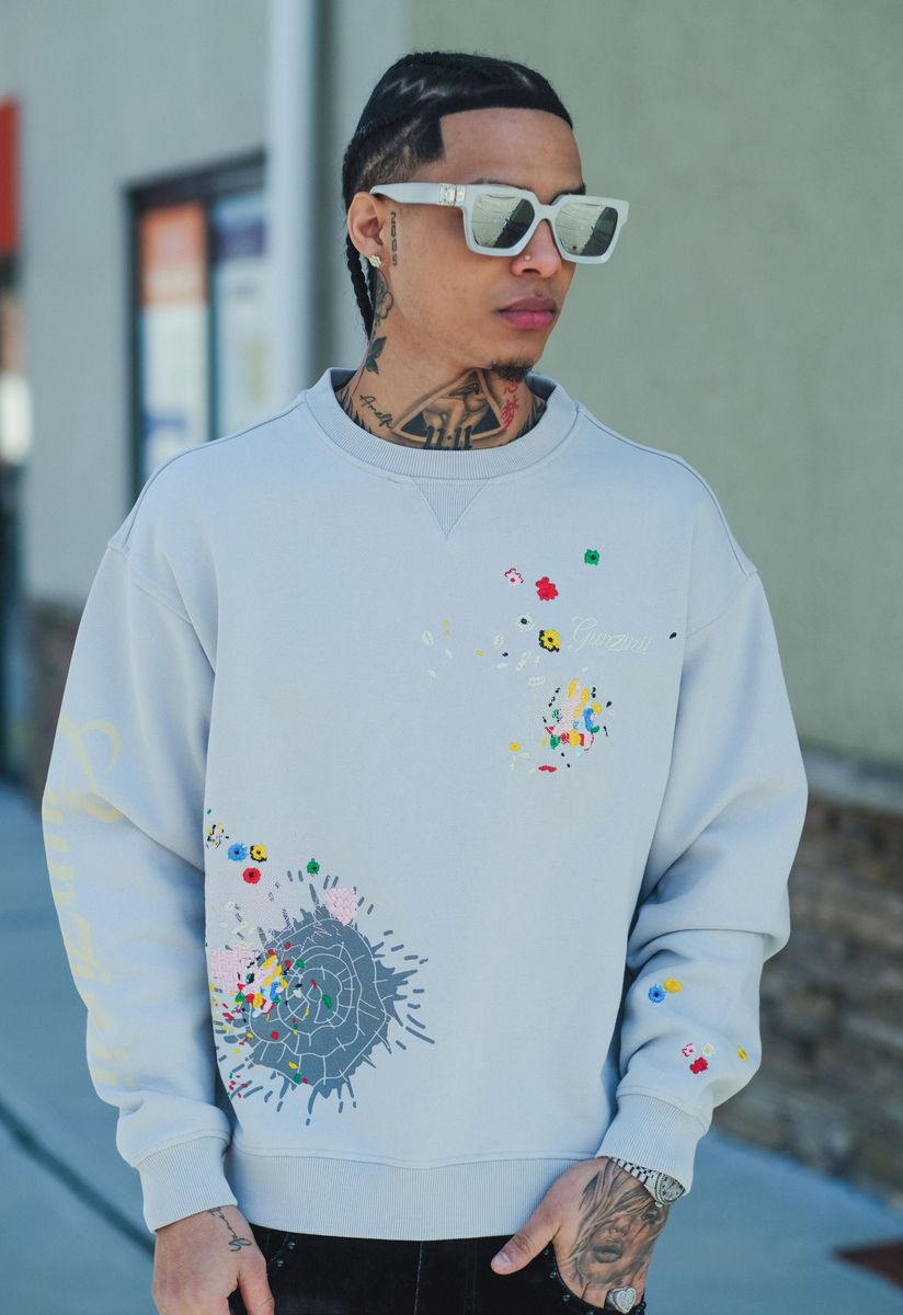Gunzinii - Splatter Crew Sweatshirt - Grey - GZ503