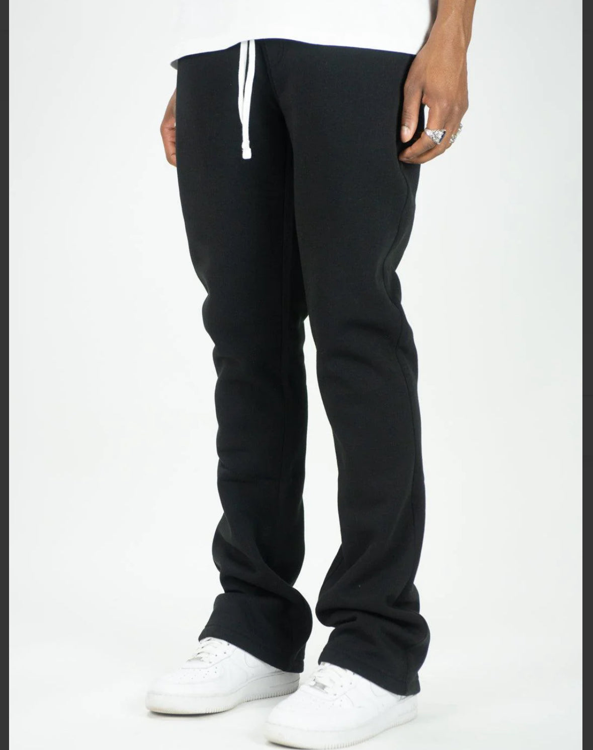 Rebel Stacked Flare Fleece pants  Black 475