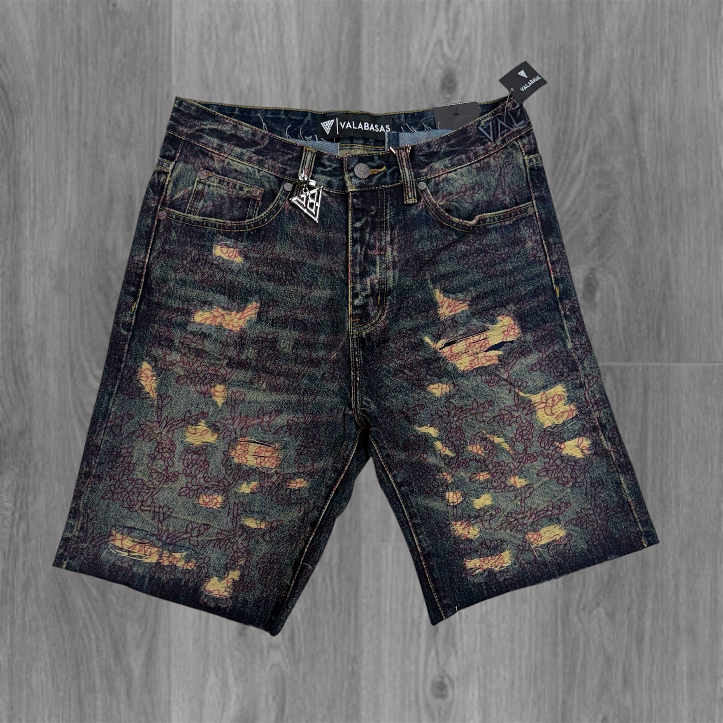 Valabasas - path Denim Shorts - Dark Blue vintage - 1013