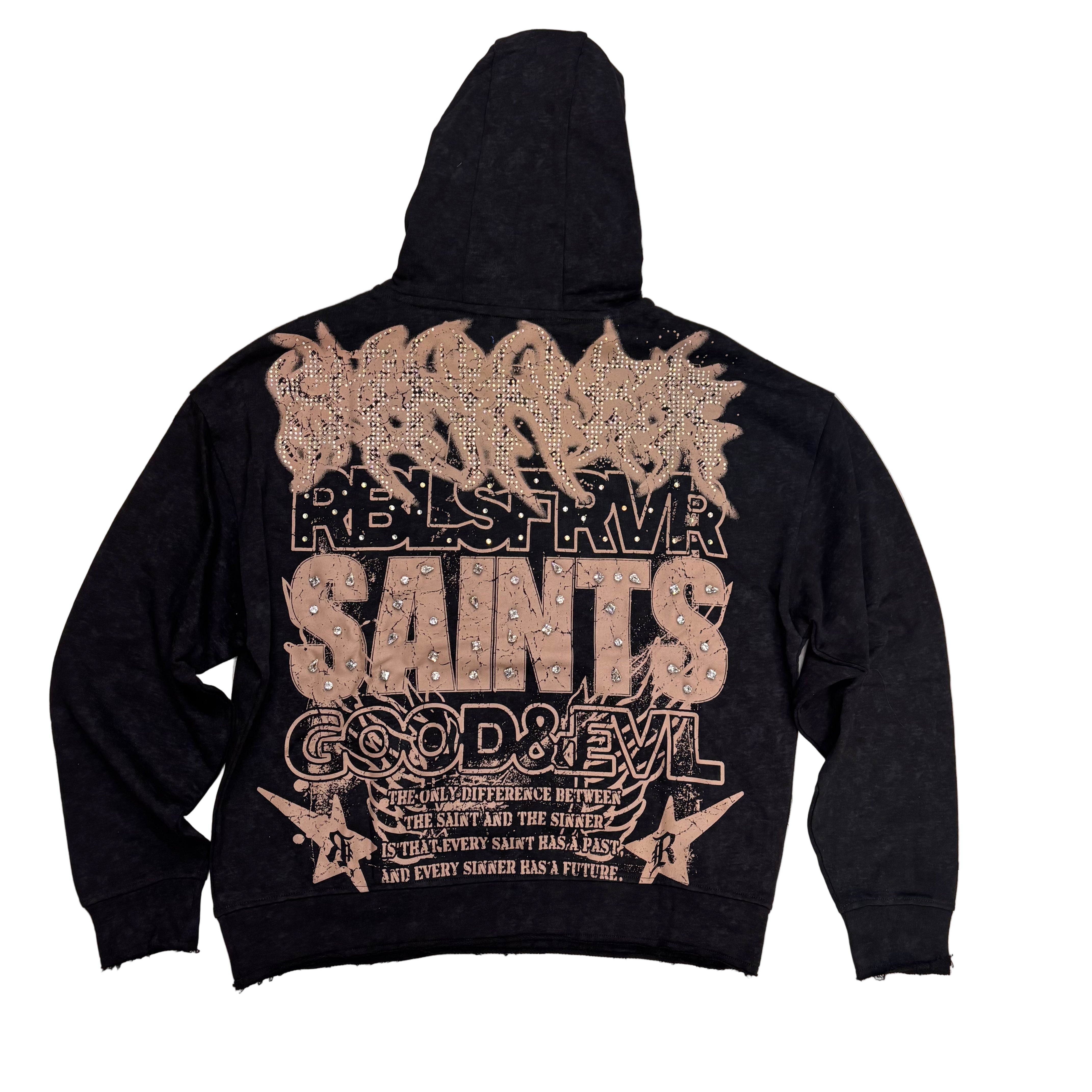R3 - Sinner Rhinestone Hoodie - Black - 365