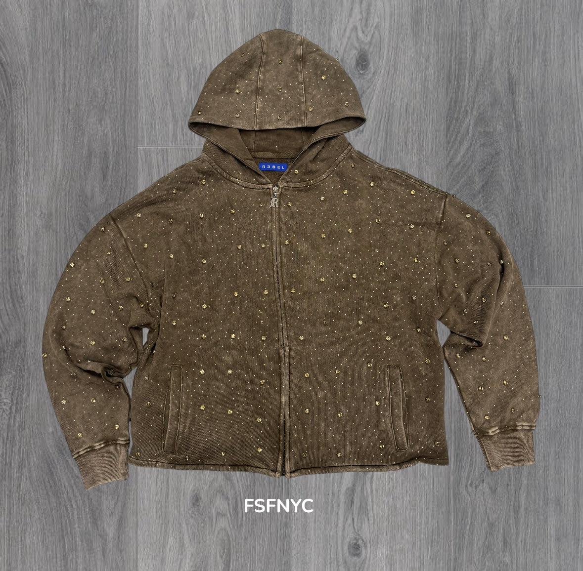 Crystal Zip Hoodie - brown  - 355