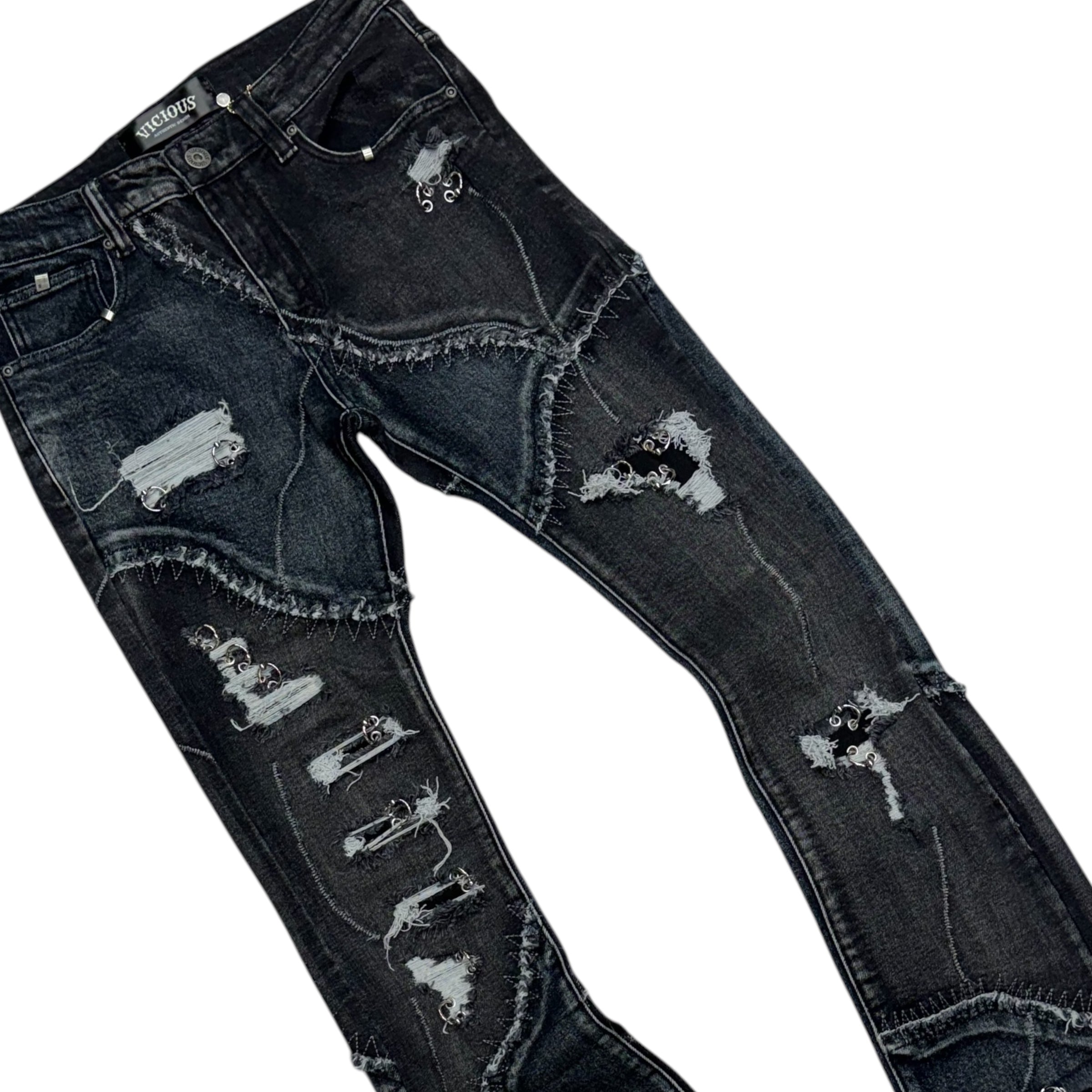 Vicious Stacked Distress Taktak Denim Black VC6333