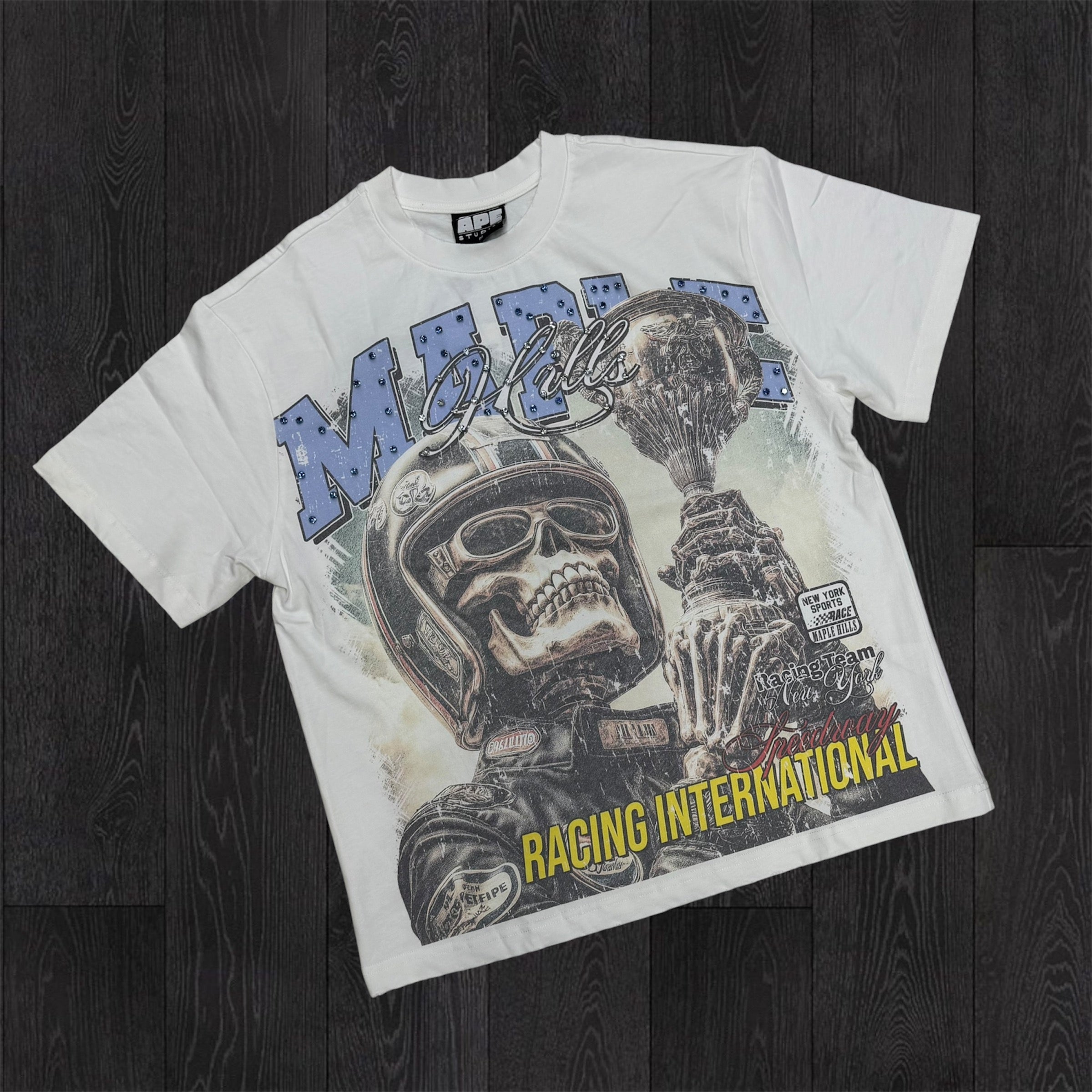 Space - Skull Racing T-shirt - White - TS07