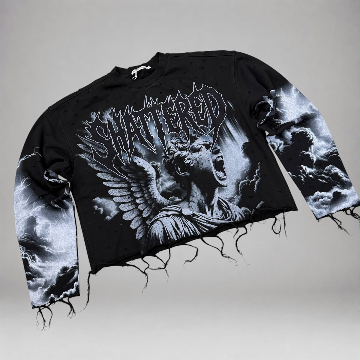 Shattered - Screamin Cutoff Crewneck - Black