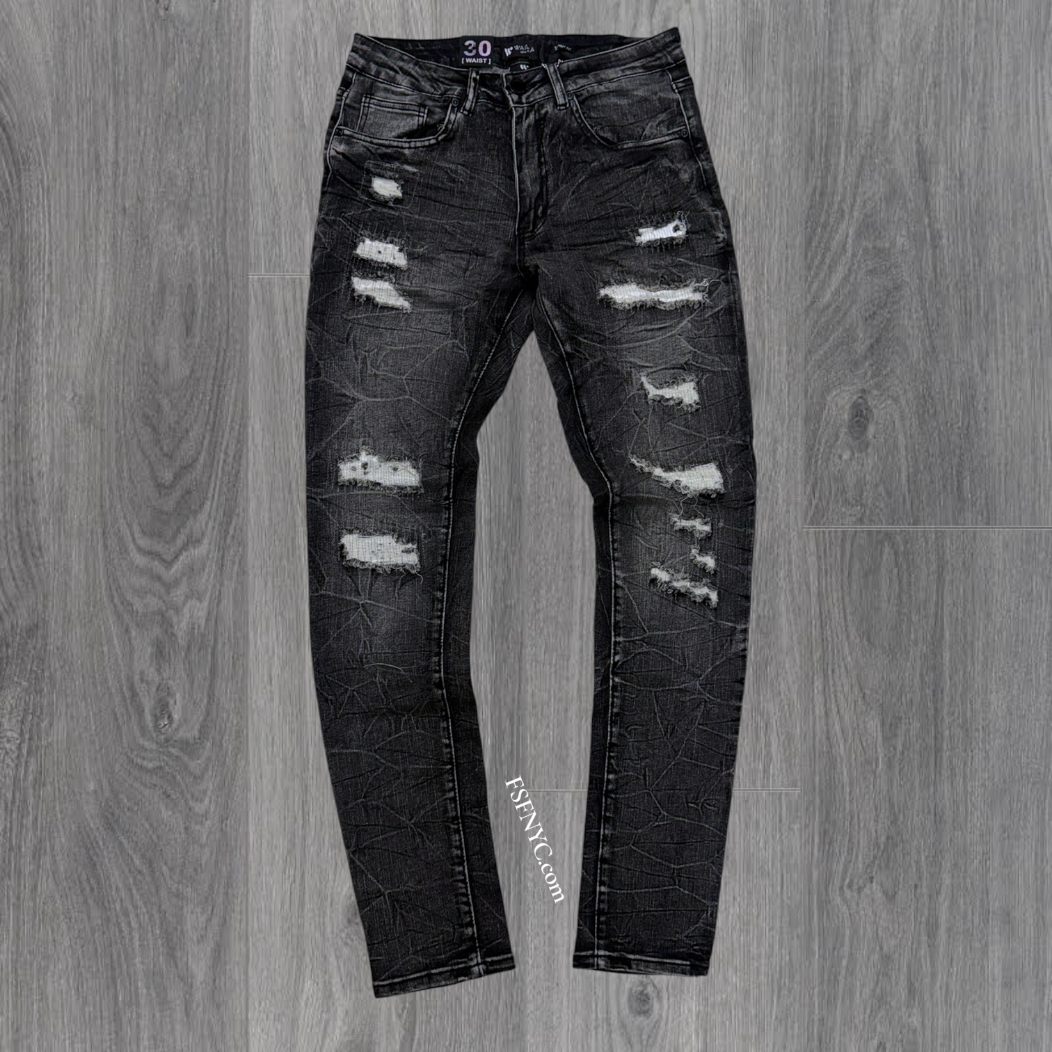 W - Distress Skinny Fit Denim - Charcoal W - M8856D