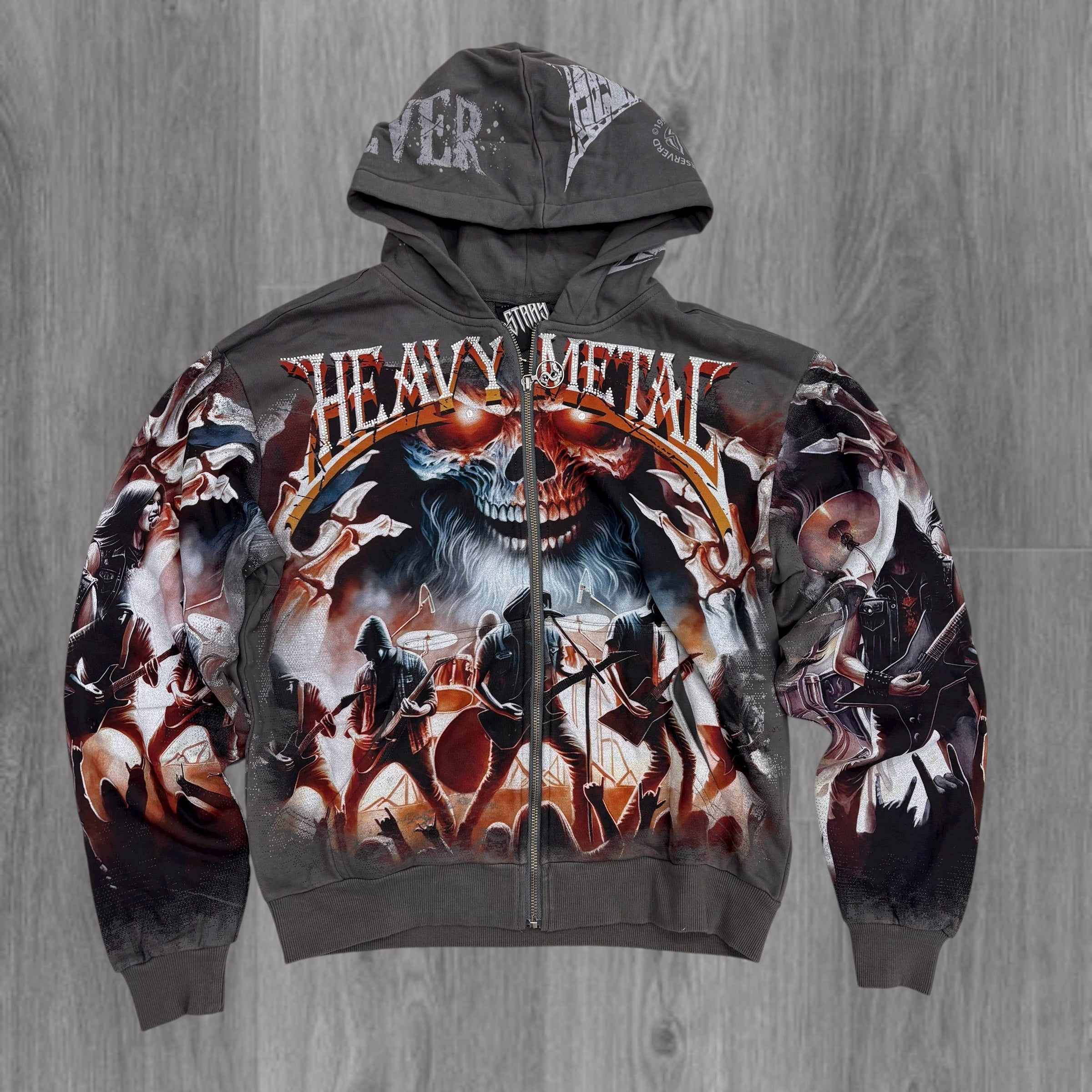 Stray - HEAVY METAL Zip Up Hoodie - CHRCL - 1545