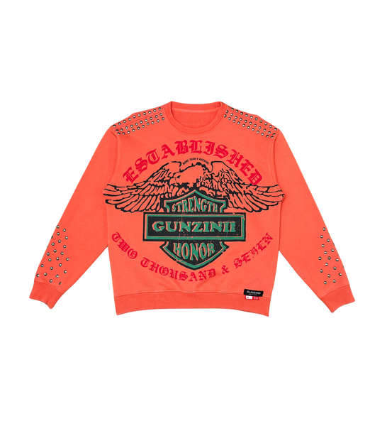 Gunzinii - Studded Crew Sweatshirt - Orange- GZ502