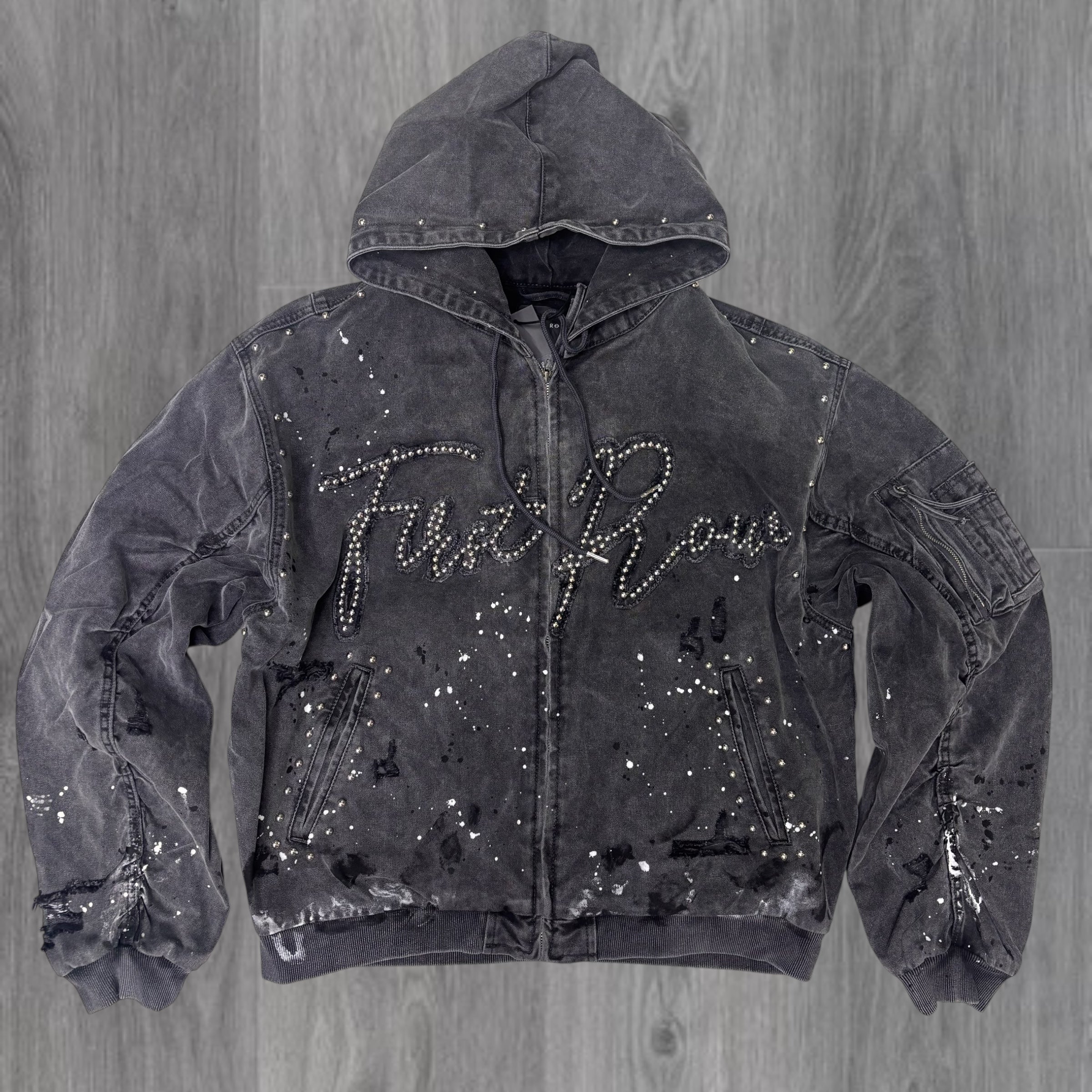 FR - Carpenter Studs Denim Jacket - BLKWSH - 2131