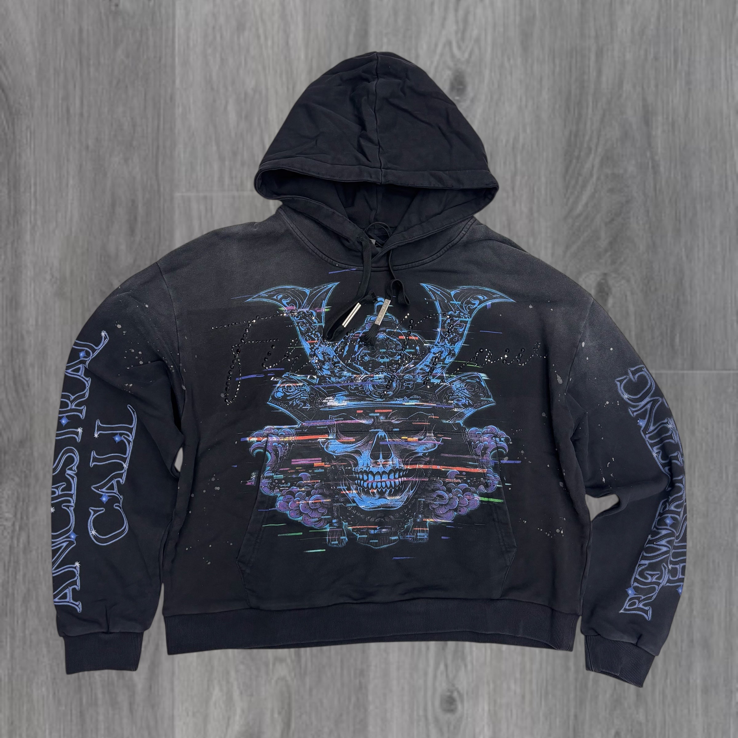 FR - WARRIOR Rhinestone Hoodie - BLK - 2492