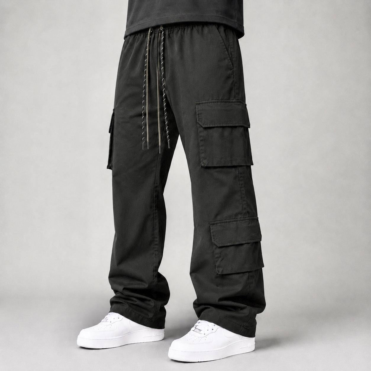 Baruda - Flare Nylon Cargo Pants - Black - 404FS