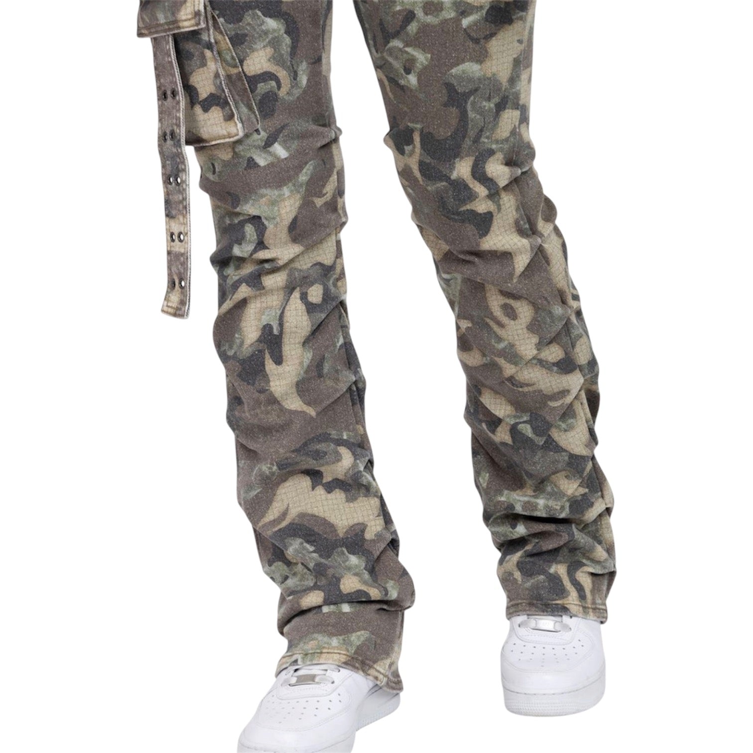 The Red - Flare Cargo Denim Pants- Inferno Camo F309
