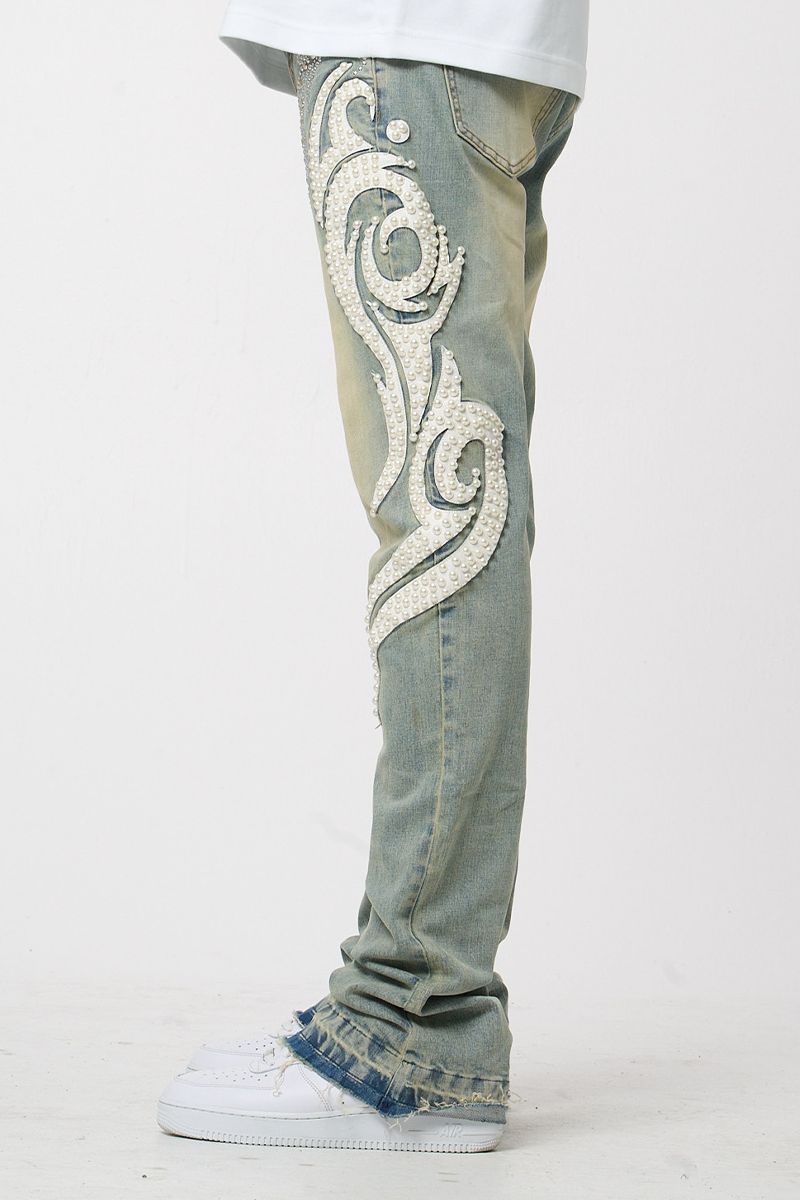 W - The Dunia Stacked Denim - Ant.Blue - M8505D