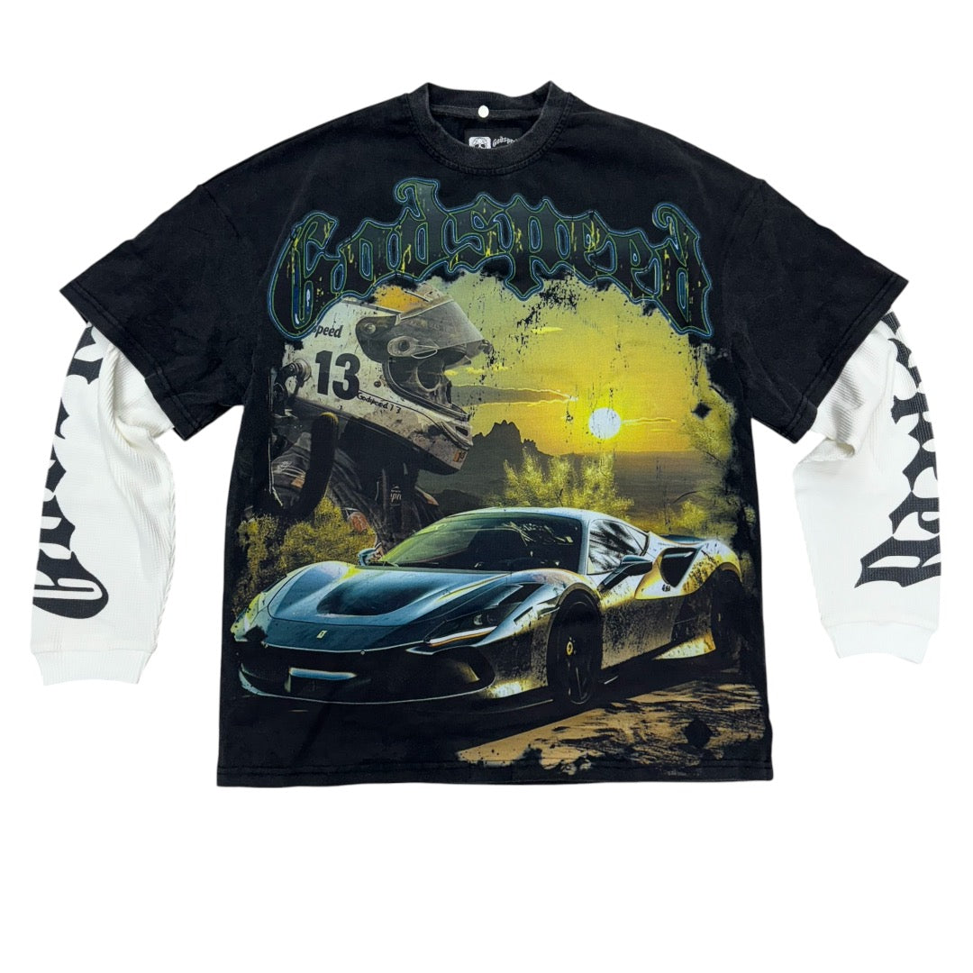 Godspeed SunRise Racing Long Sleeve Tee w/ Thermal charcoal Grey Black