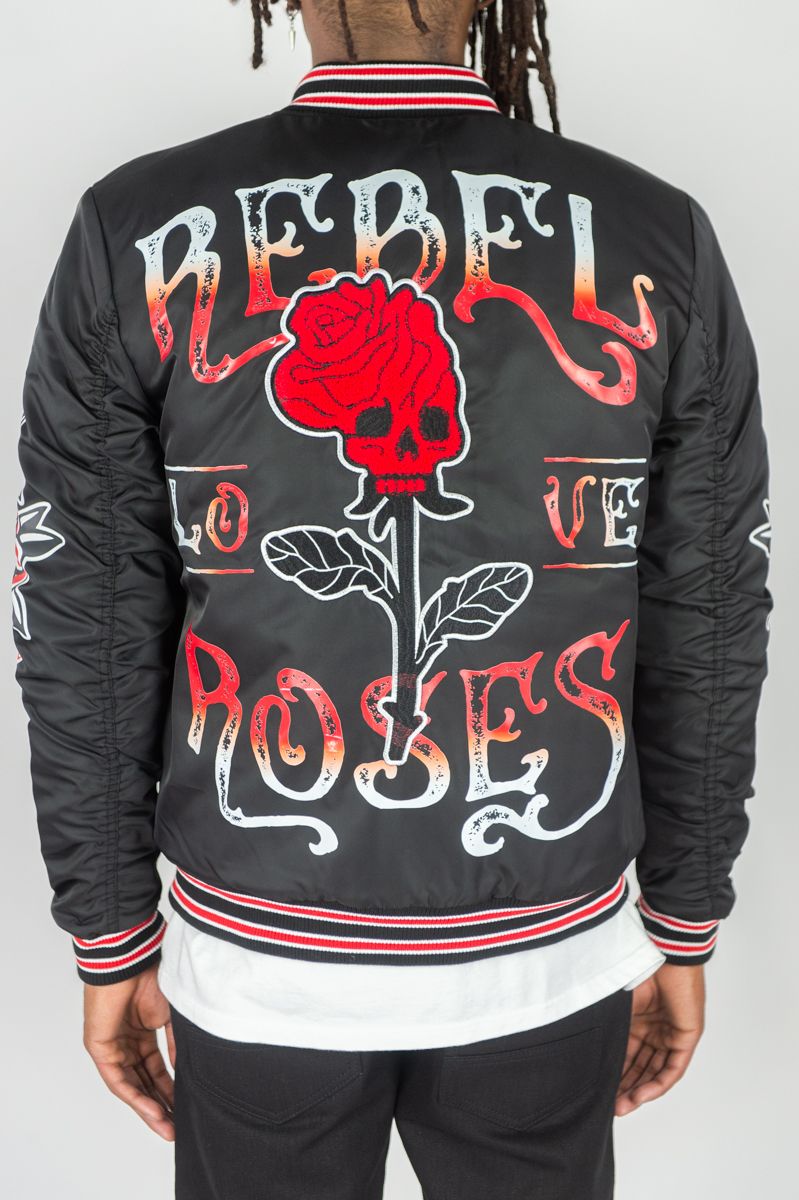 Rebel Roses Flight Jacket Black 545