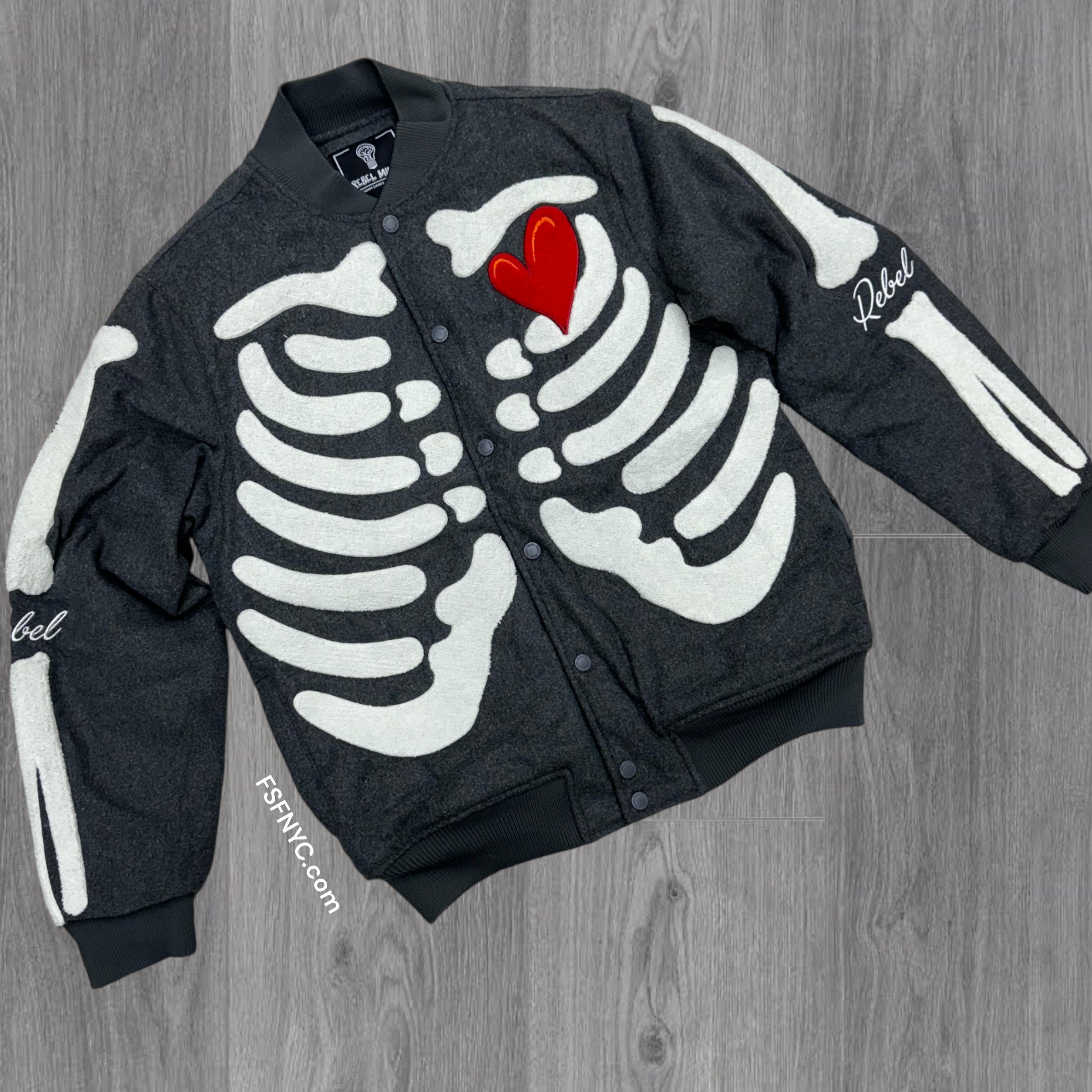 Skeleton Melton Jacket Grey 531