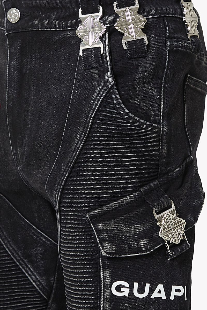 GUAPI - The Oblivion Biker Denim - Black