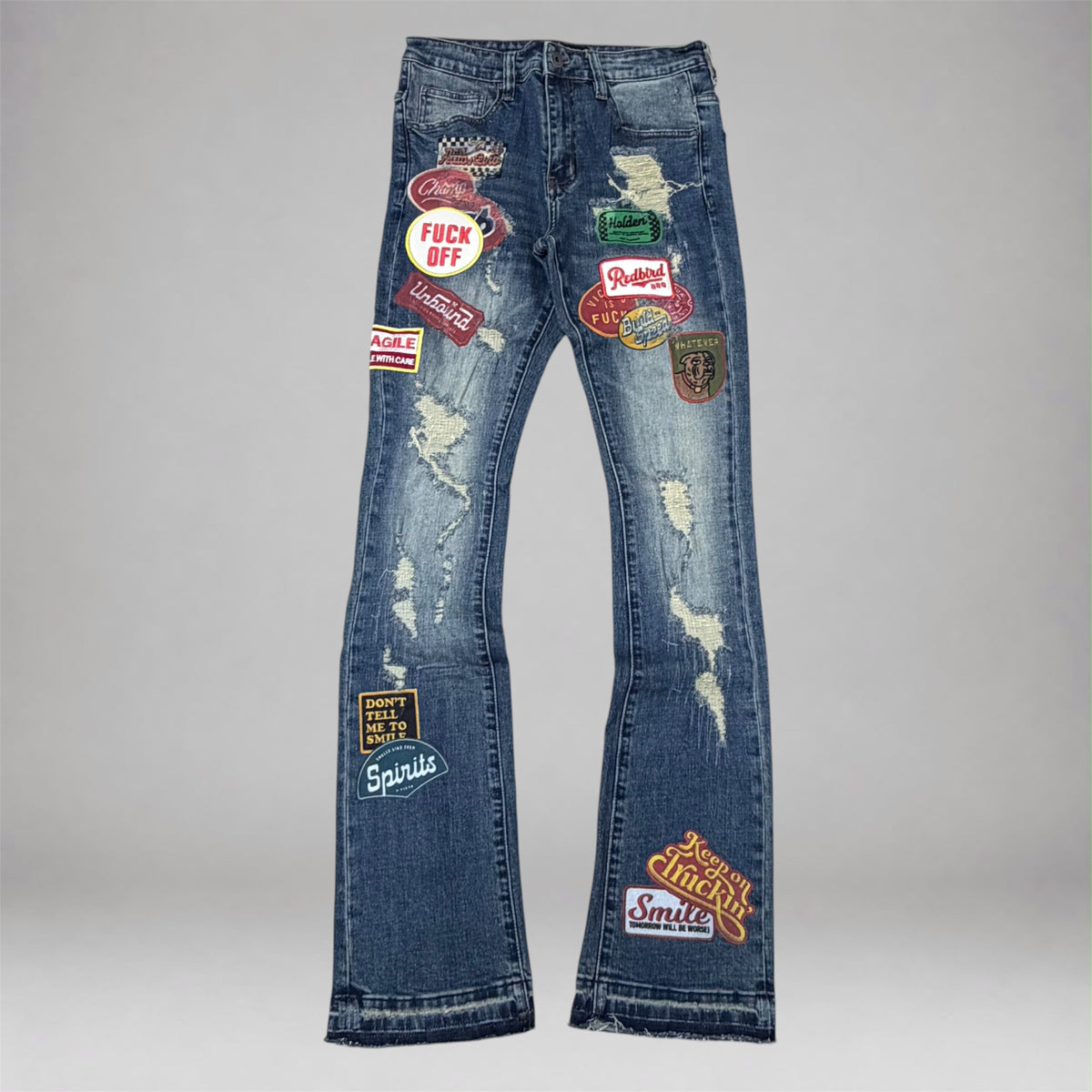 Vicious - Patches Flare Denim  - Indigo VC1022