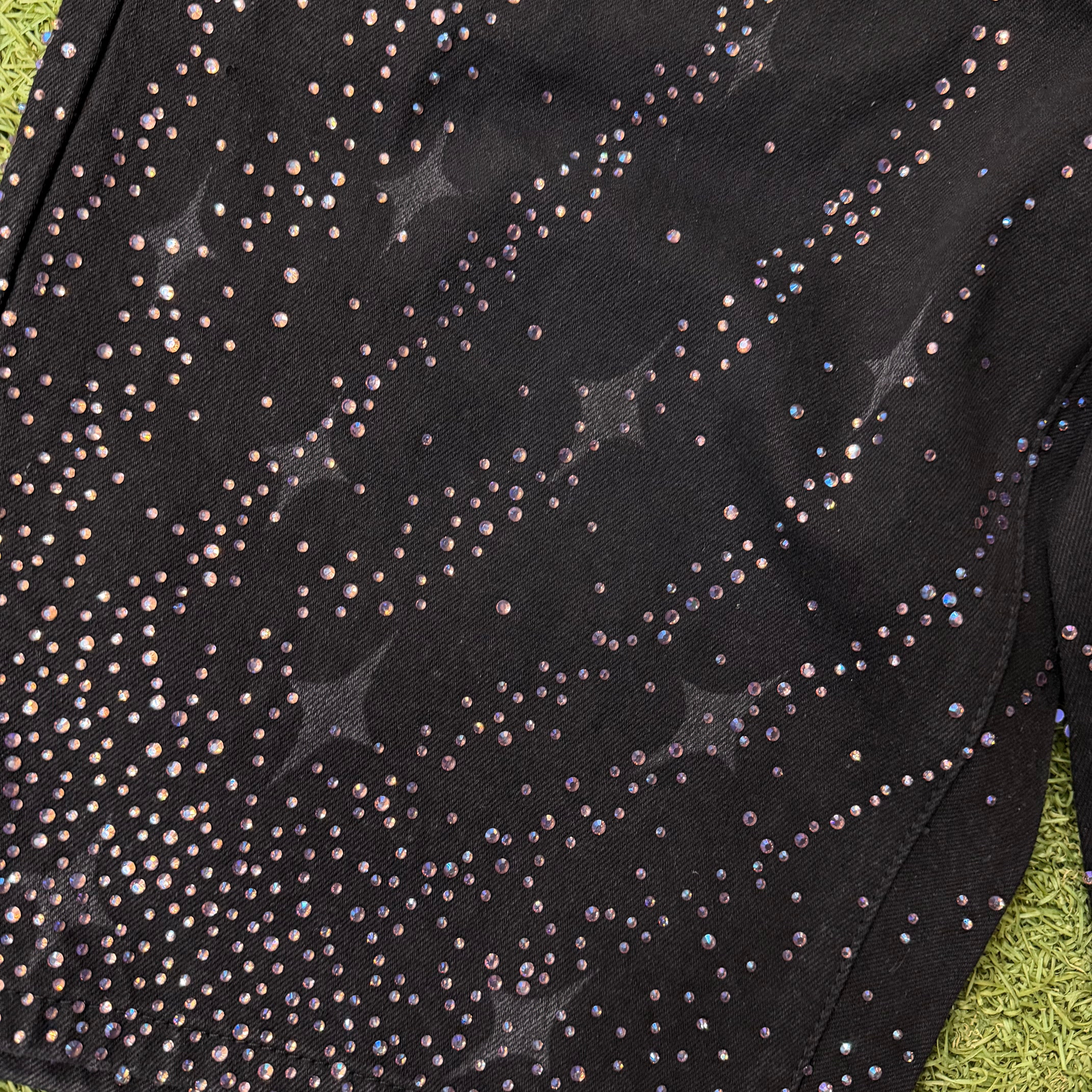 R - rhinestone  jeans Shorts -  Bk Sand- 33931