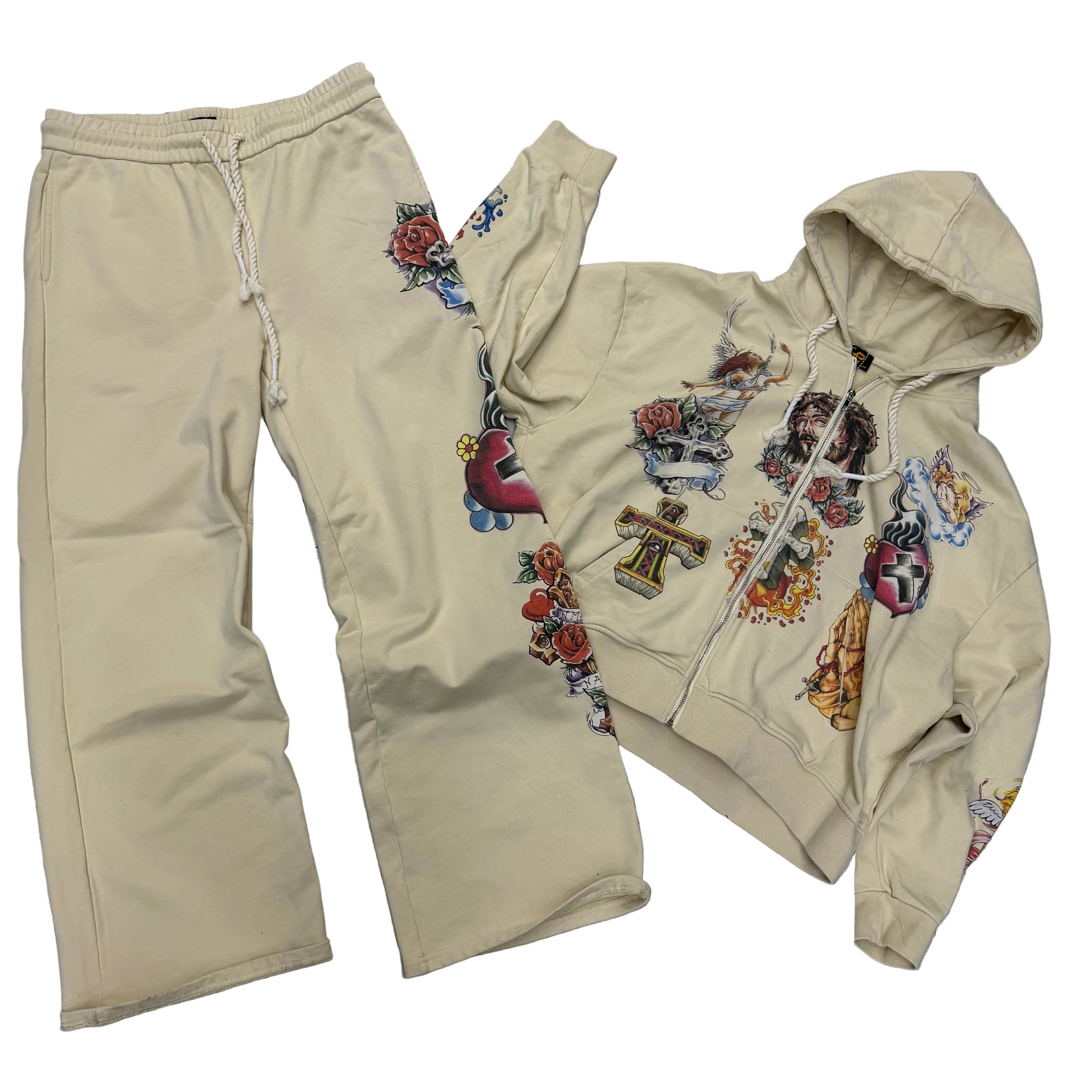 PLTKS - Flare zip OverSized Sweat Suit - Cream