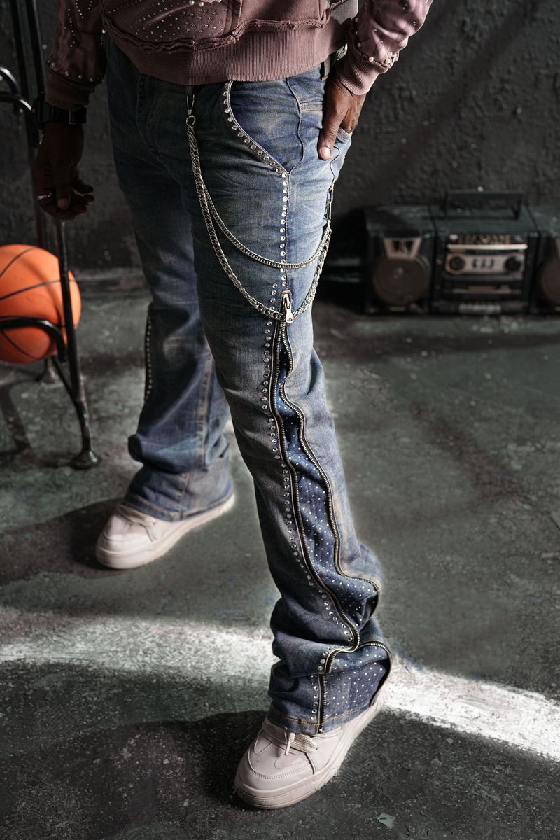 ELITE - Stacked Rhinestone Denim - VINTG BLU - 19453