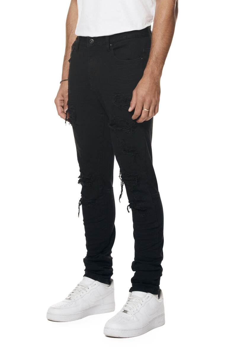 Rise rips and repair jeans black 23532