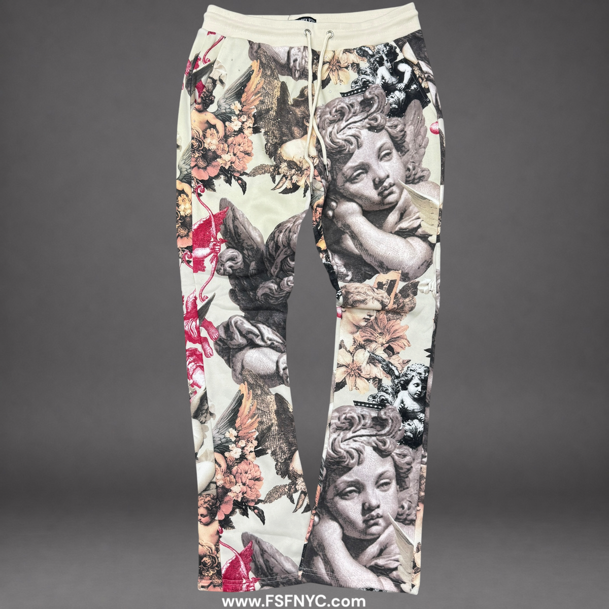 Pike - Flare Graphic Sweat Pants - Natural - 3615