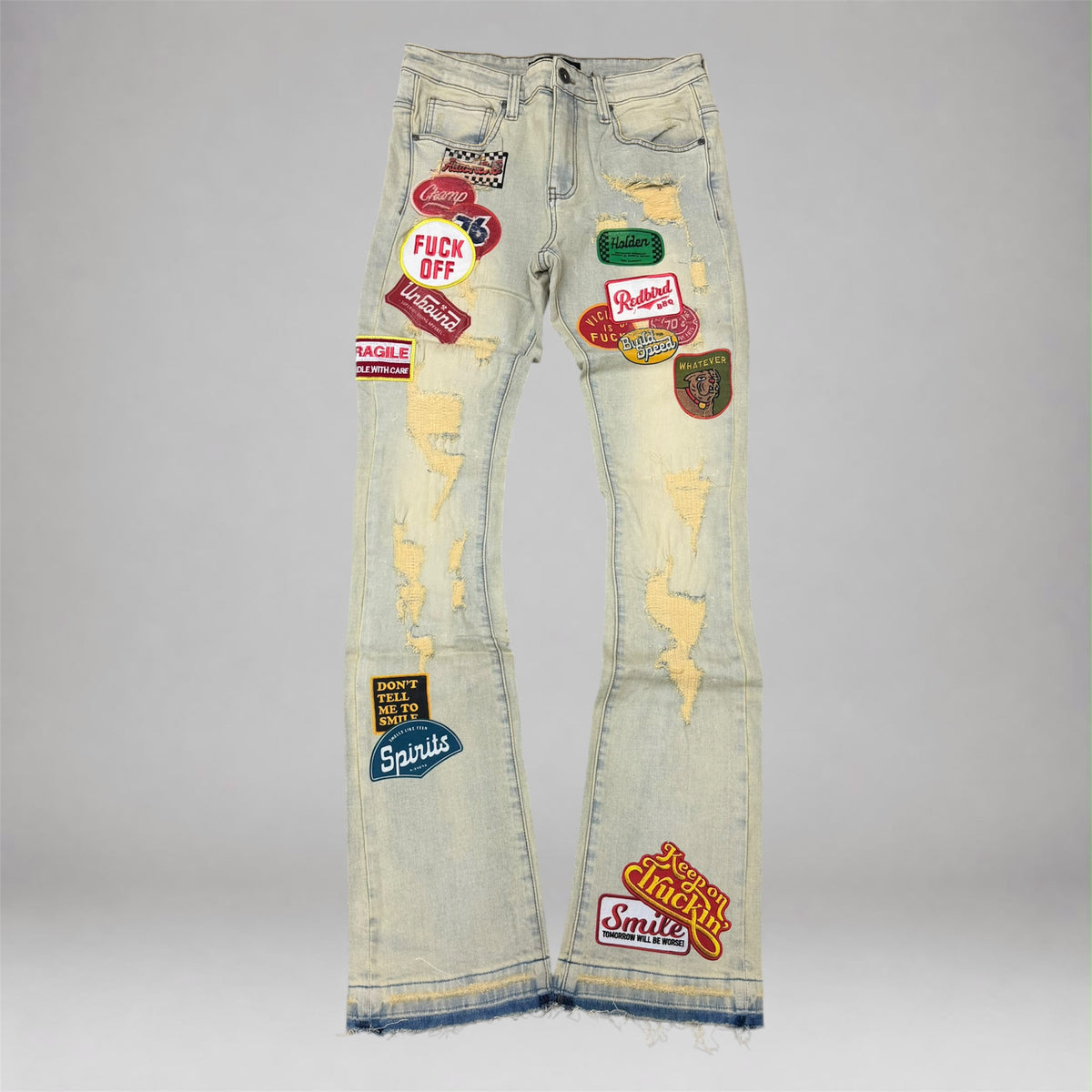 Vicious - Patches Flare Denim  - Lt Vin VC1022