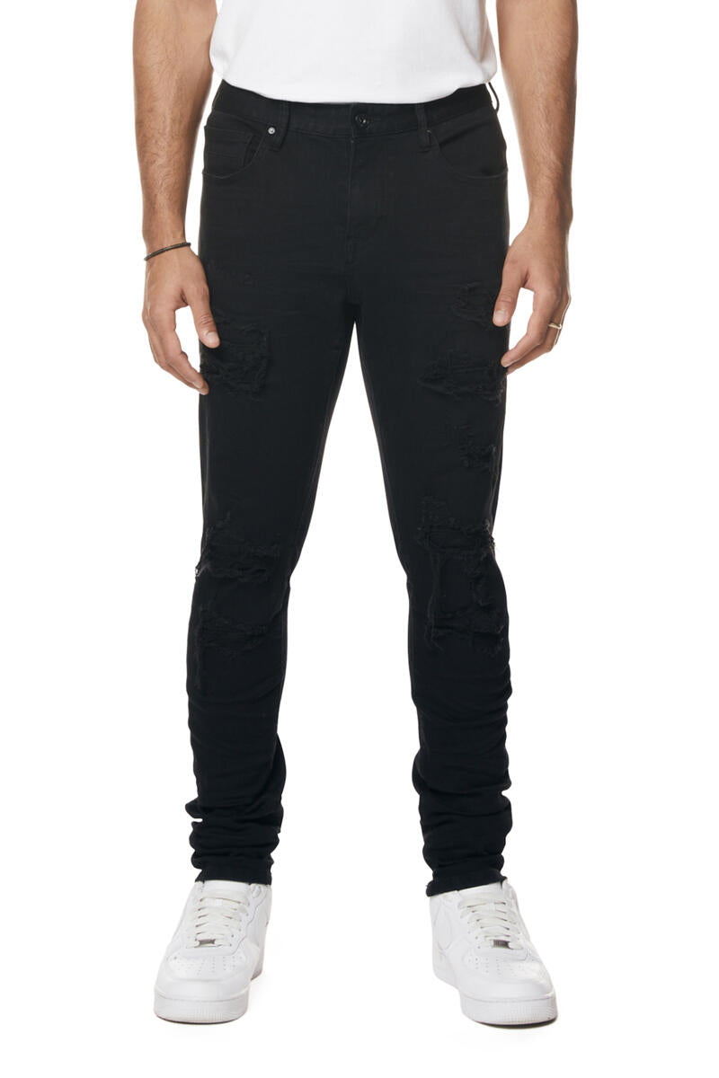 Rise rips and repair jeans black 23532