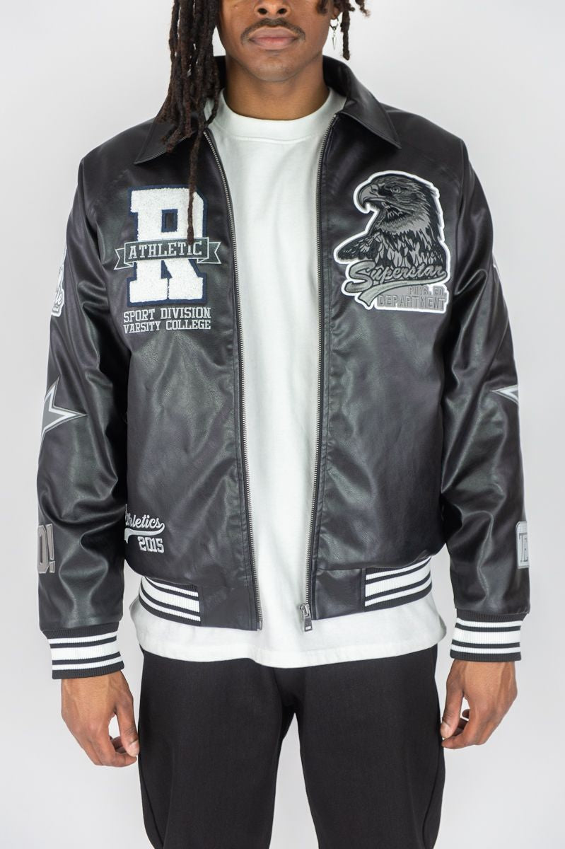 Eagle PU Leather Jacket Black 524