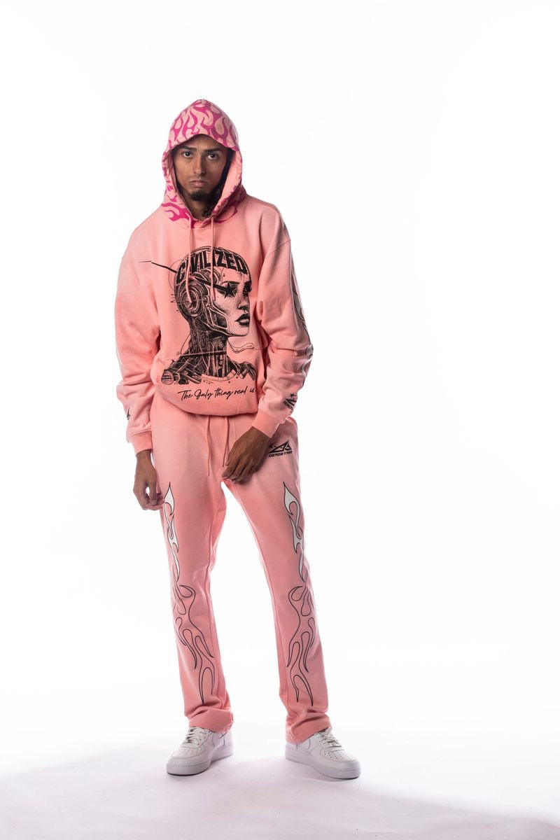 Civil Stacked Nar Sweat Suit Salmon 6092 6093